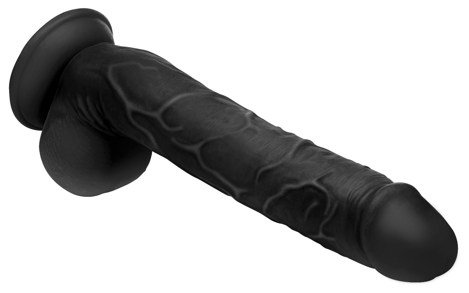 Master Cock Long Logan 10 Inch Dildo with Balls - Black Black