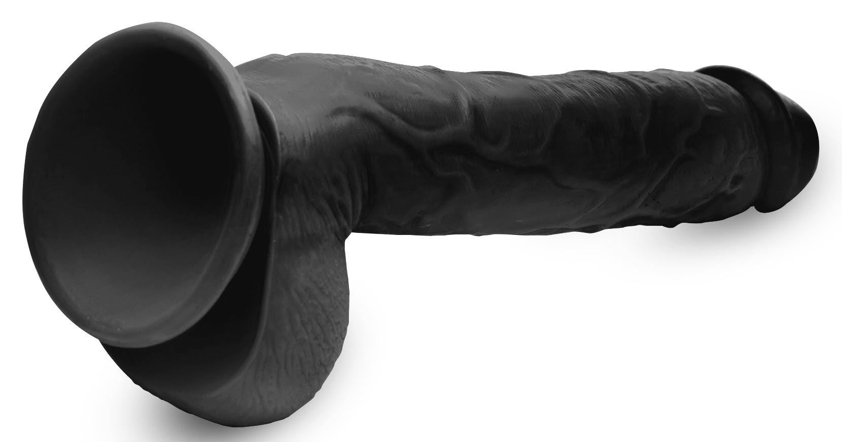 Master Cock Long Logan 10 Inch Dildo with Balls - Black Black