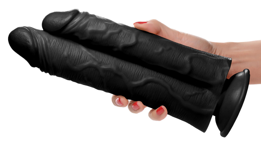 Master Cock Double Stuffer 10 Inch Dildo - Black Black