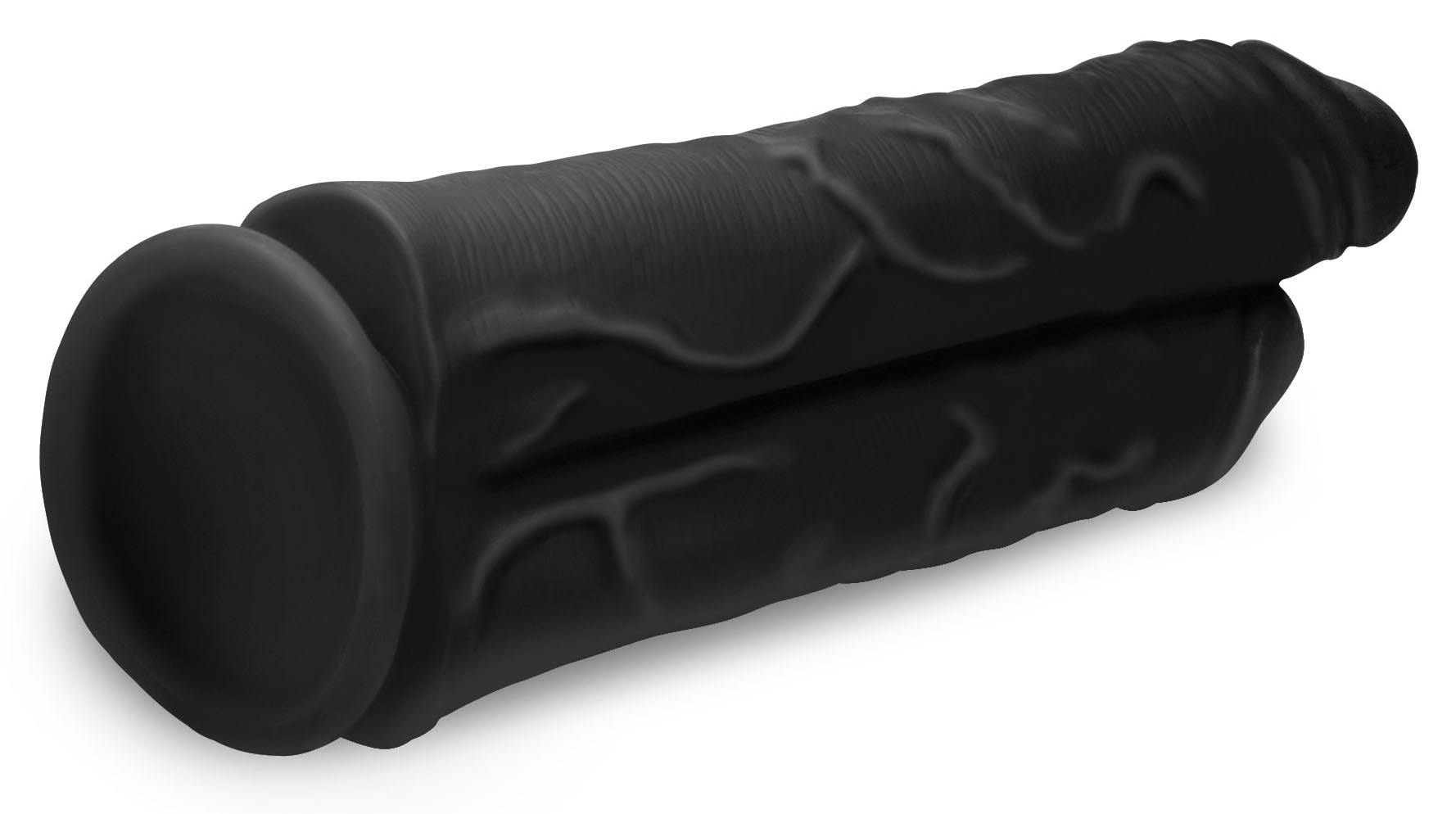 Master Cock Double Stuffer 10 Inch Dildo - Black Black