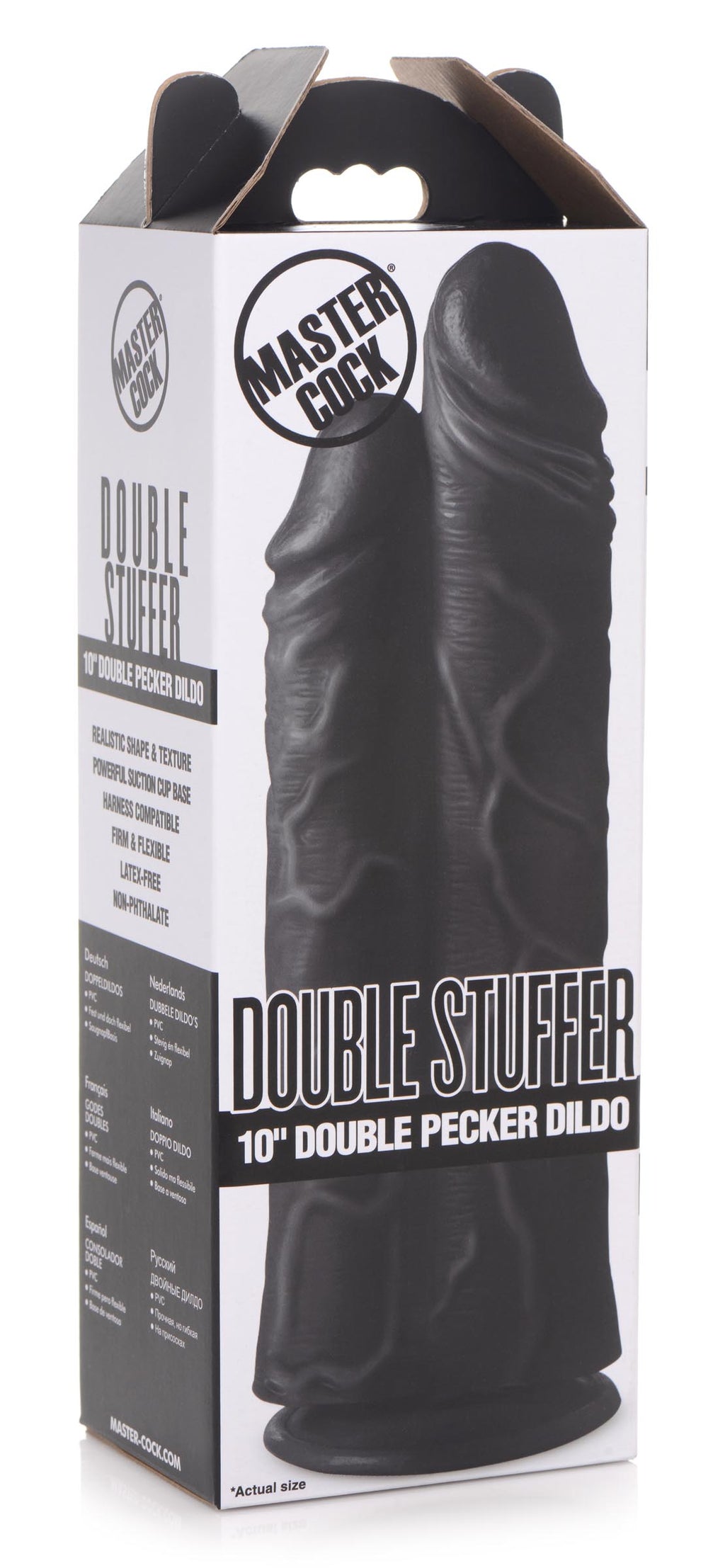 Master Cock Double Stuffer 10 Inch Dildo - Black Black