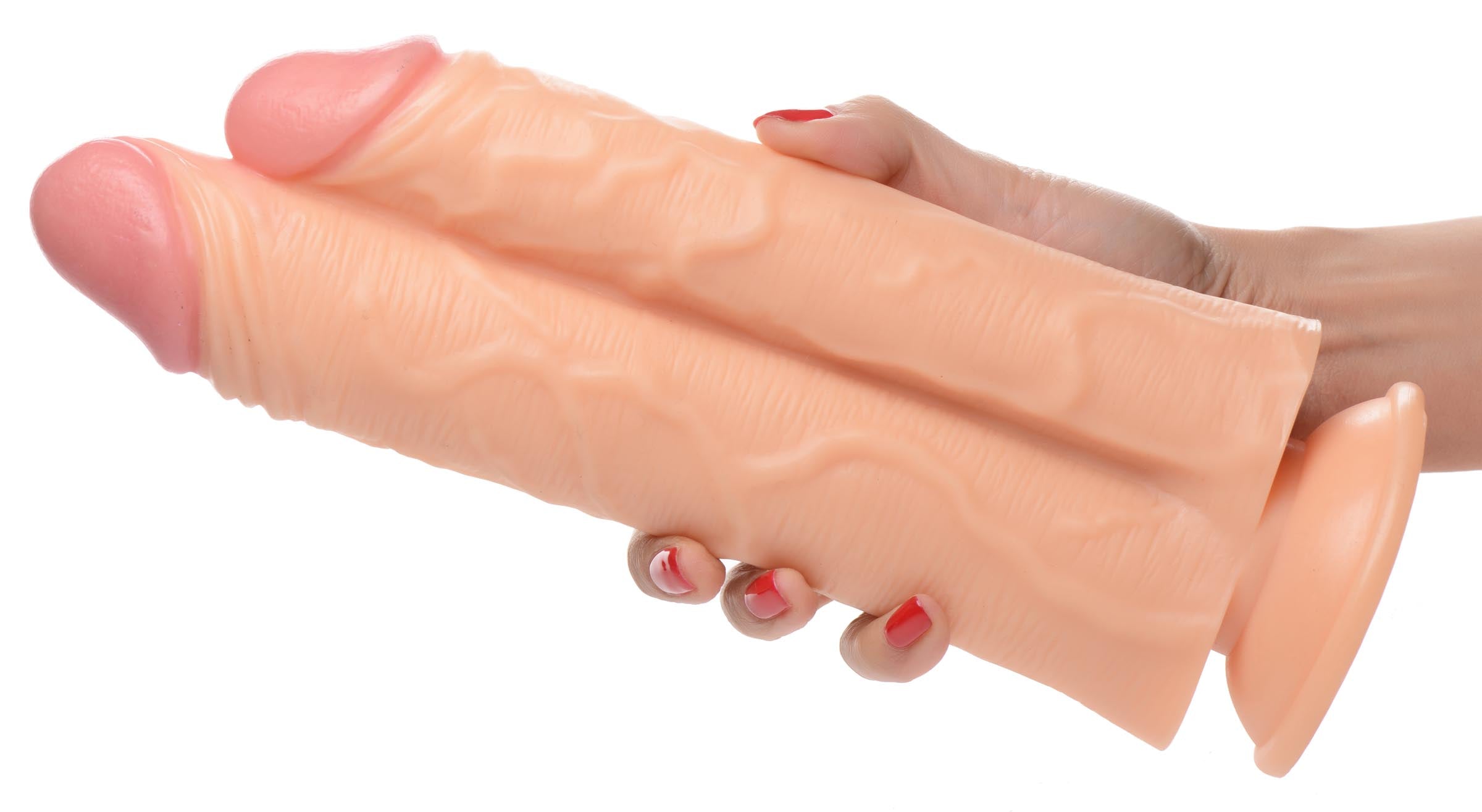 Master Cock Double Stuffer 10 Inch Dildo - Black Flesh