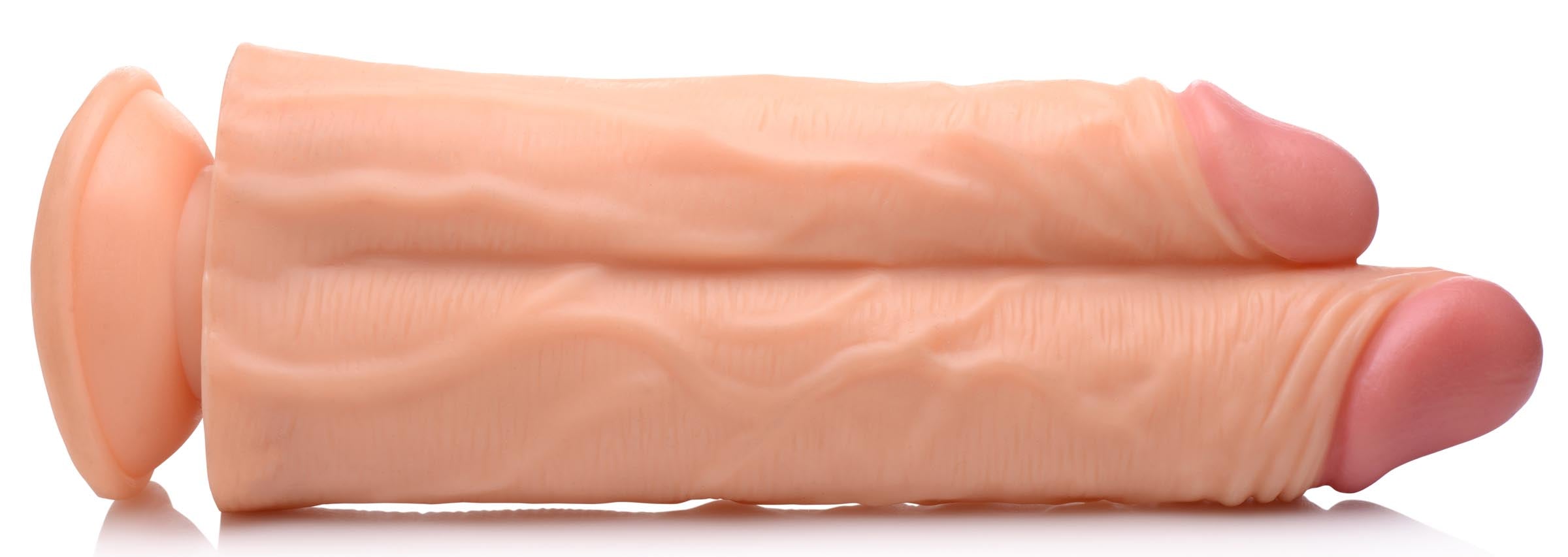 Master Cock Double Stuffer 10 Inch Dildo - Black Flesh