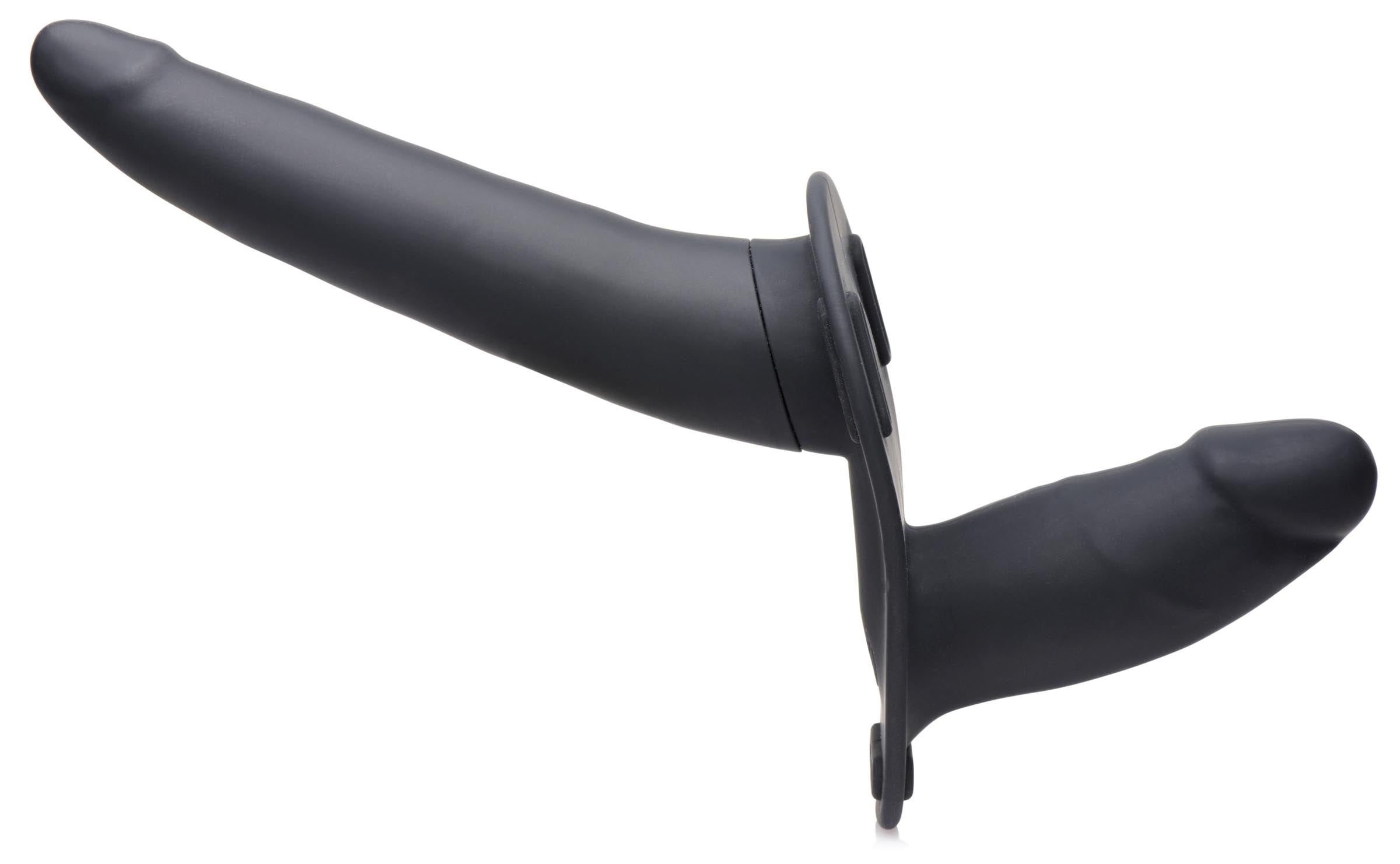 Strap U 28X Power Pegger Beginner Vibrating Double Dildo with Harness and Remote Black