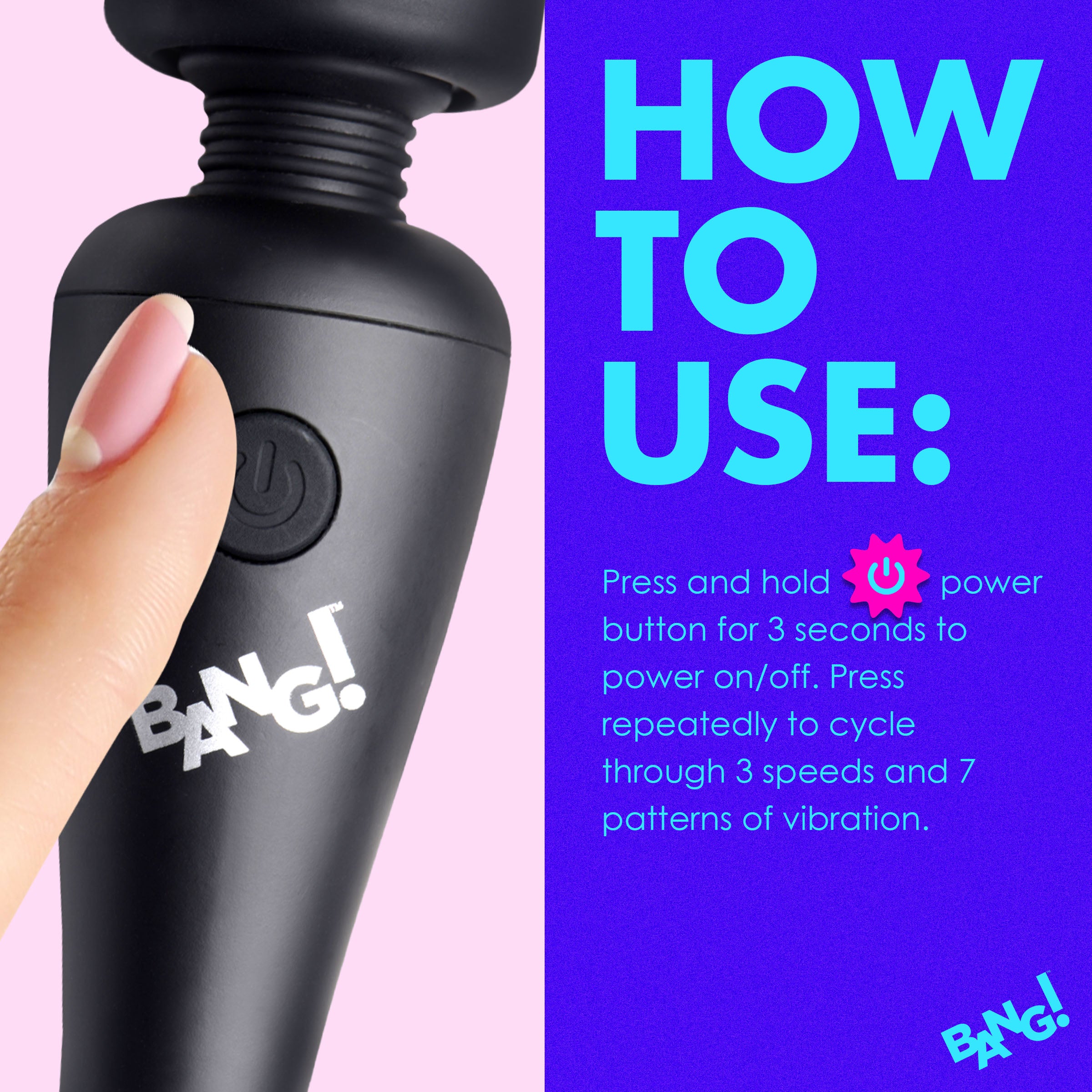 Bang! 10X Ultra Powerful Silicone Mini Wand - Black Black