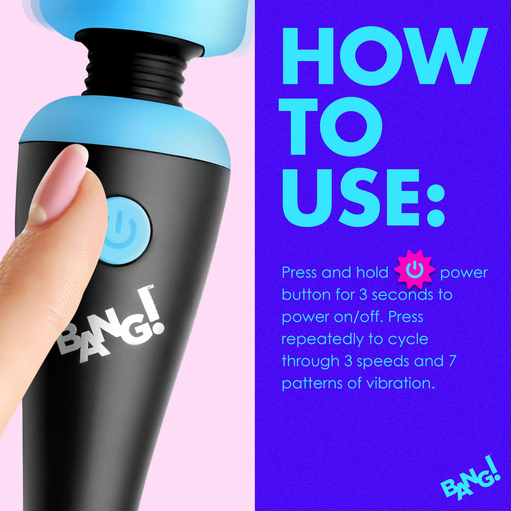 Bang! 10X Ultra Powerful Silicone Mini Wand - Black Blue
