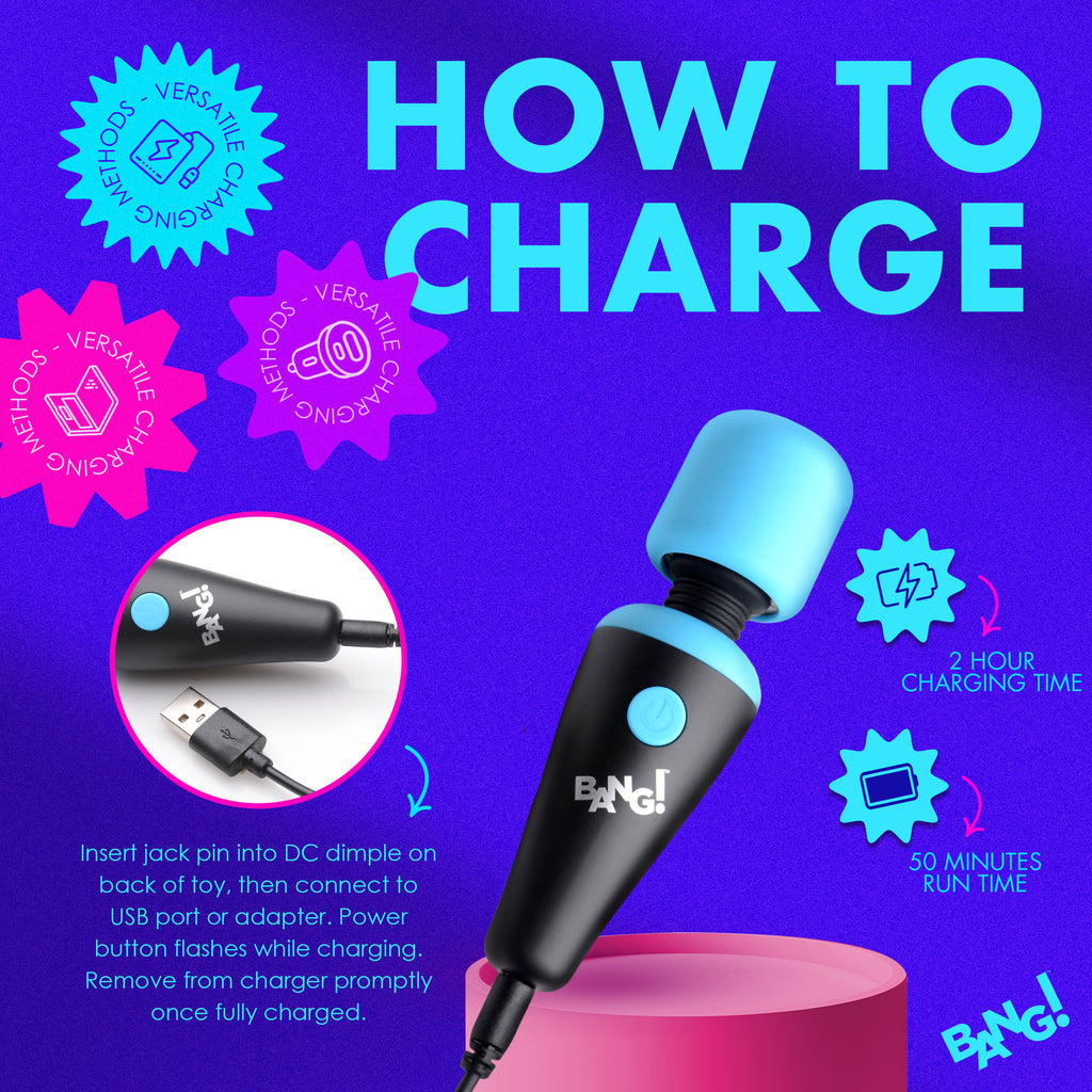 Bang! 10X Ultra Powerful Silicone Mini Wand - Black Blue
