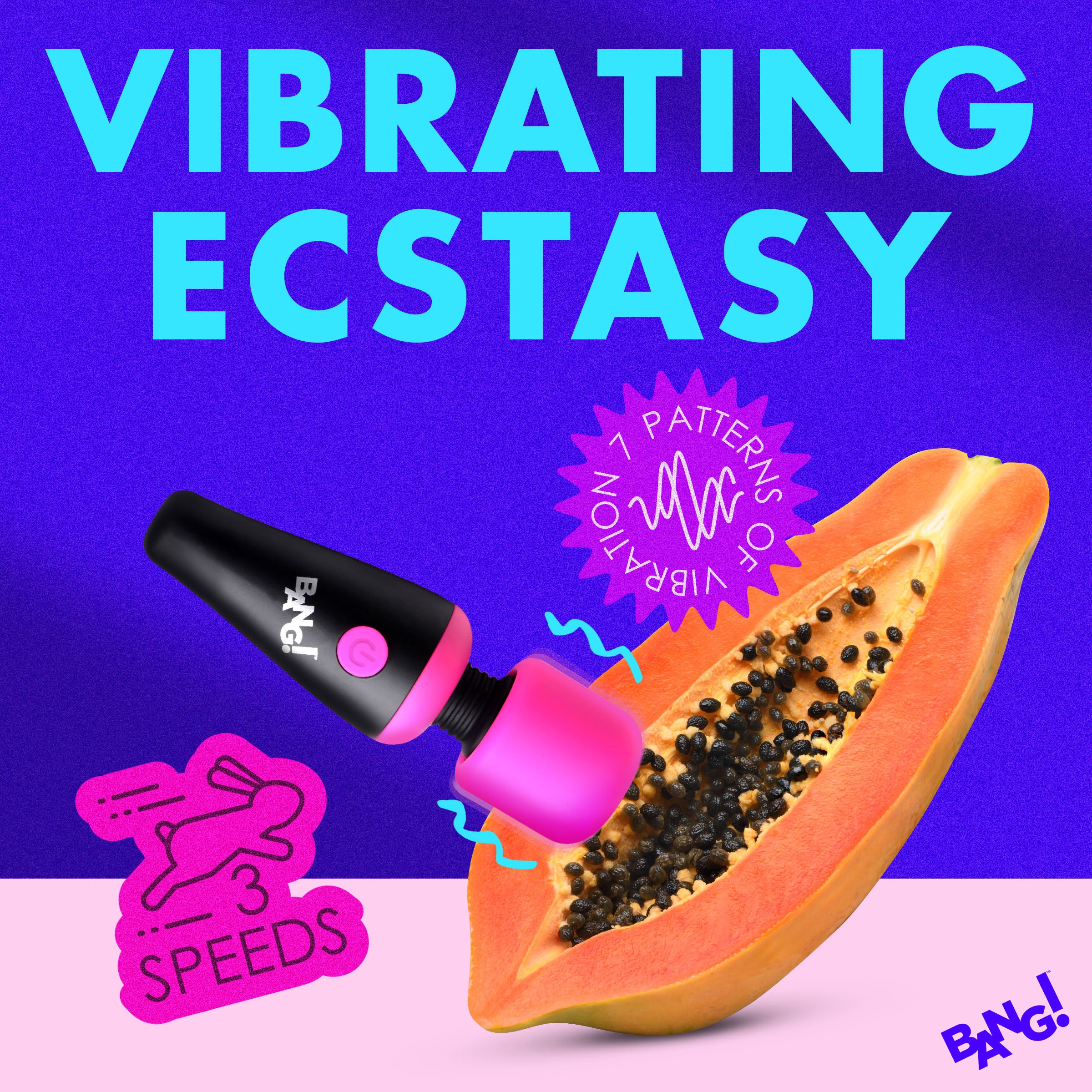 Bang! 10X Ultra Powerful Silicone Mini Wand - Black Pink