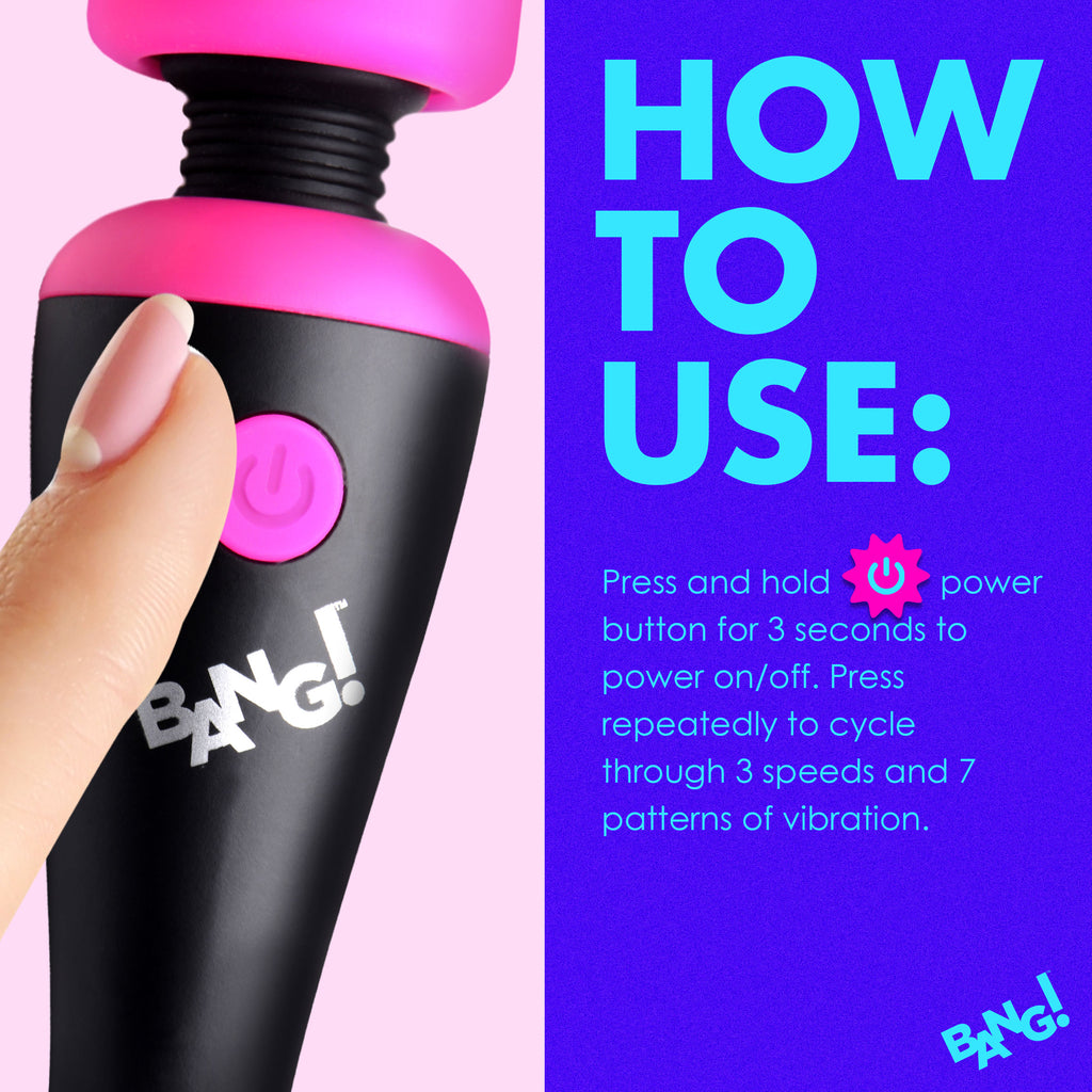 Bang! 10X Ultra Powerful Silicone Mini Wand - Black Pink