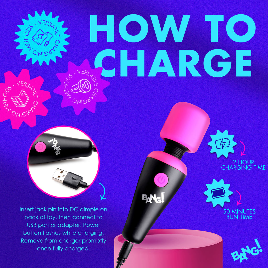 Bang! 10X Ultra Powerful Silicone Mini Wand - Black Pink