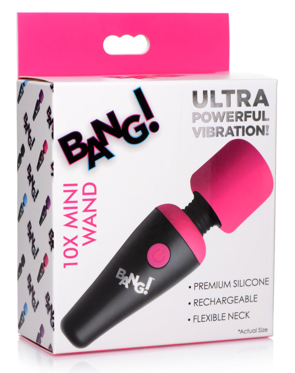 Bang! 10X Ultra Powerful Silicone Mini Wand - Black Pink