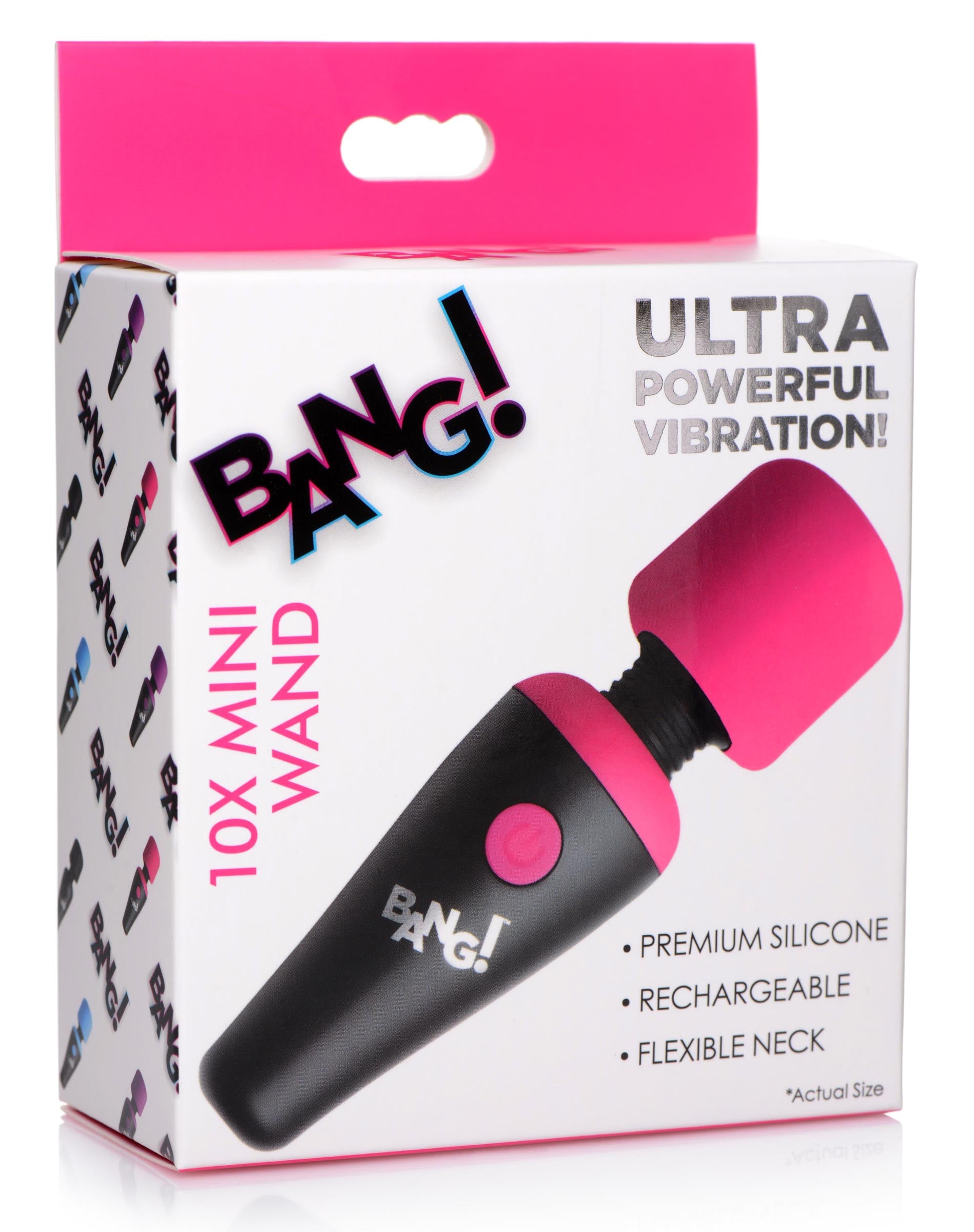 Bang! 10X Ultra Powerful Silicone Mini Wand - Black Pink