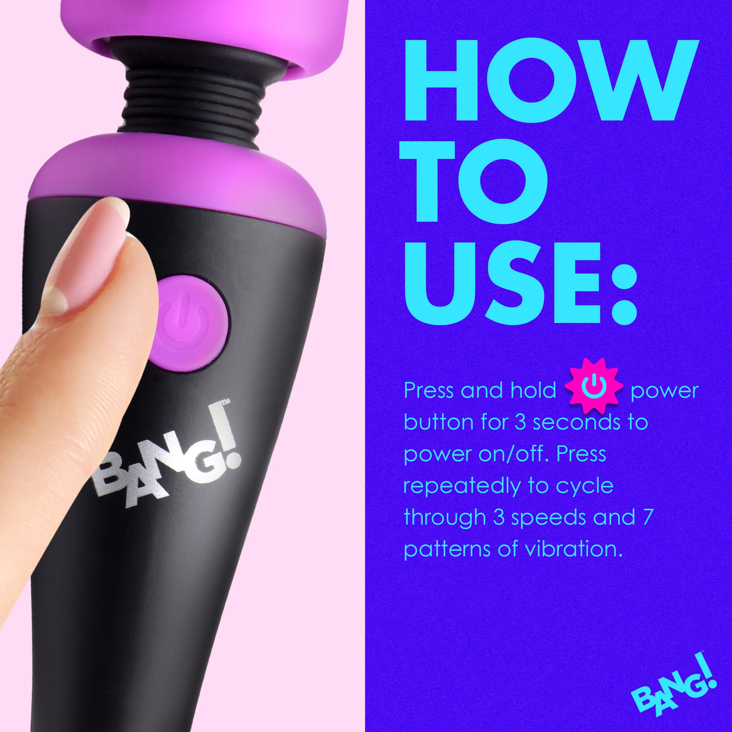 Bang! 10X Ultra Powerful Silicone Mini Wand - Black Purple