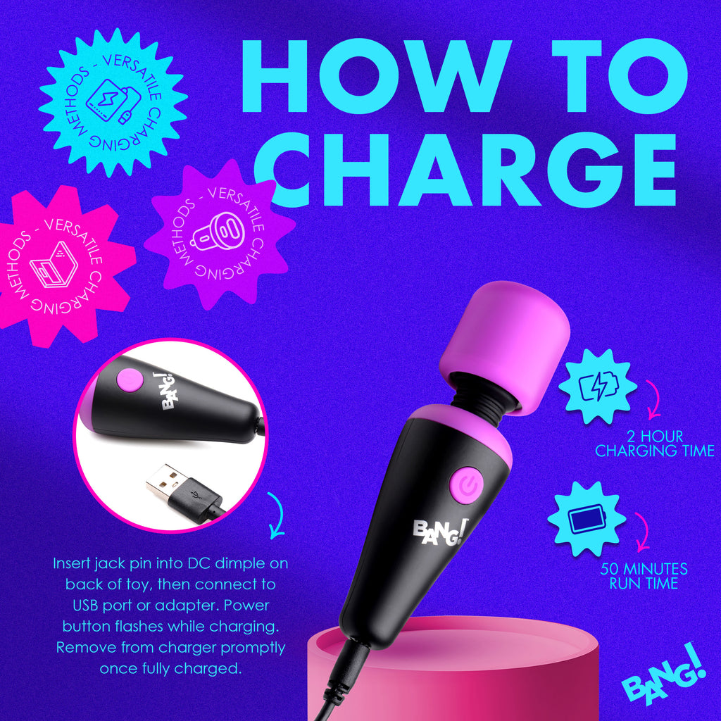 Bang! 10X Ultra Powerful Silicone Mini Wand - Black Purple
