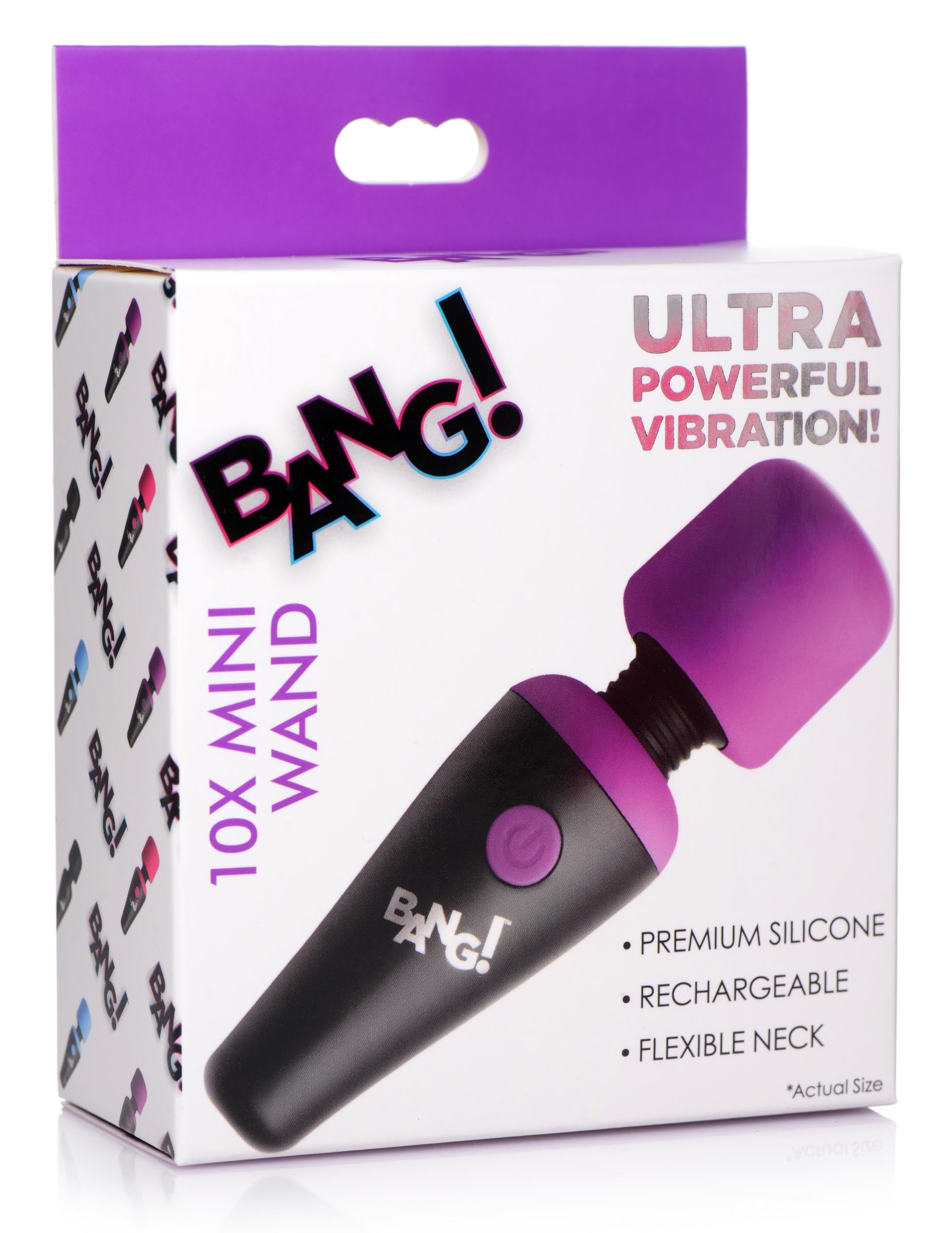 Bang! 10X Ultra Powerful Silicone Mini Wand - Black Purple