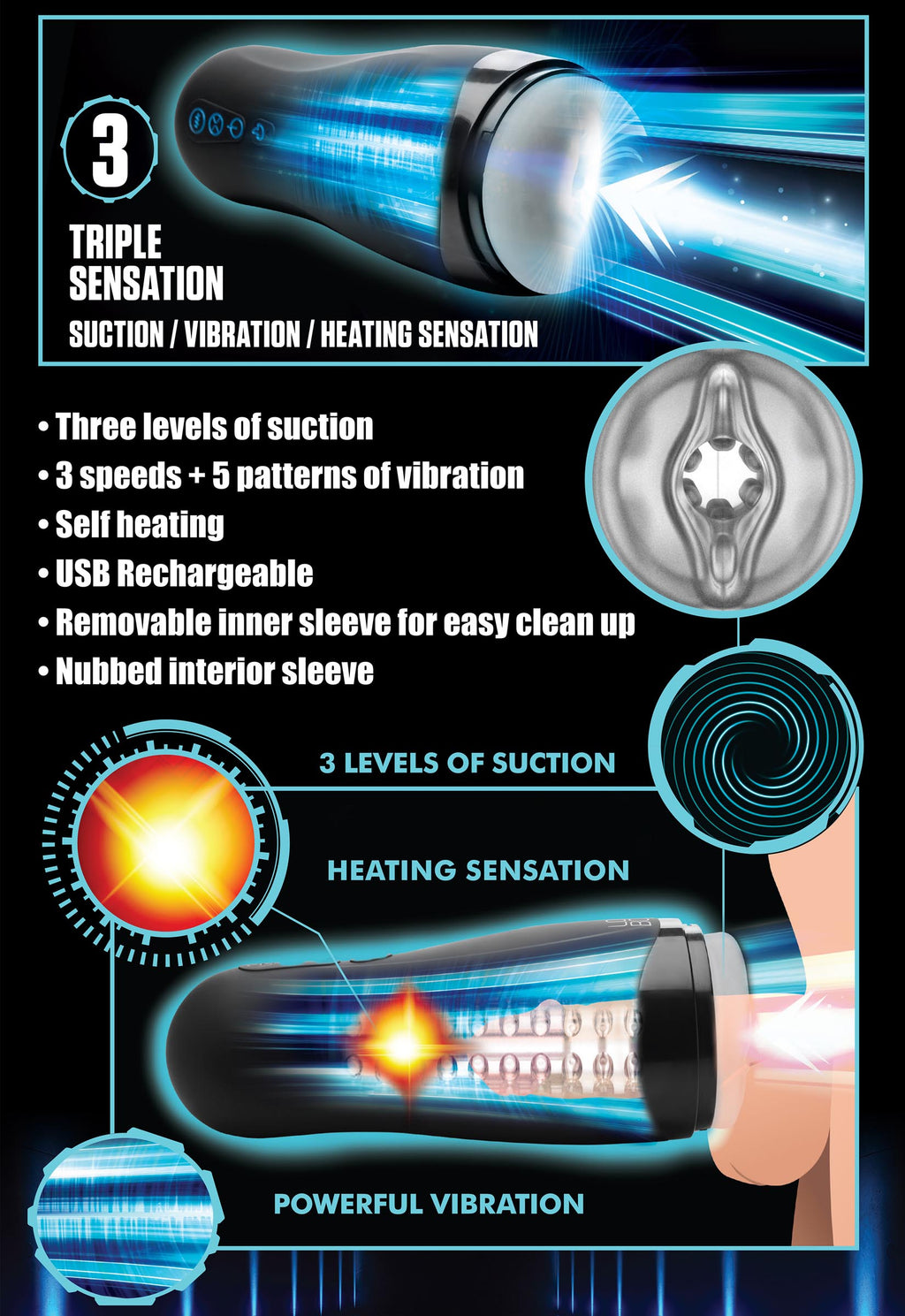 LoveBotz The Milker 15X Squeezing Masturbator Black