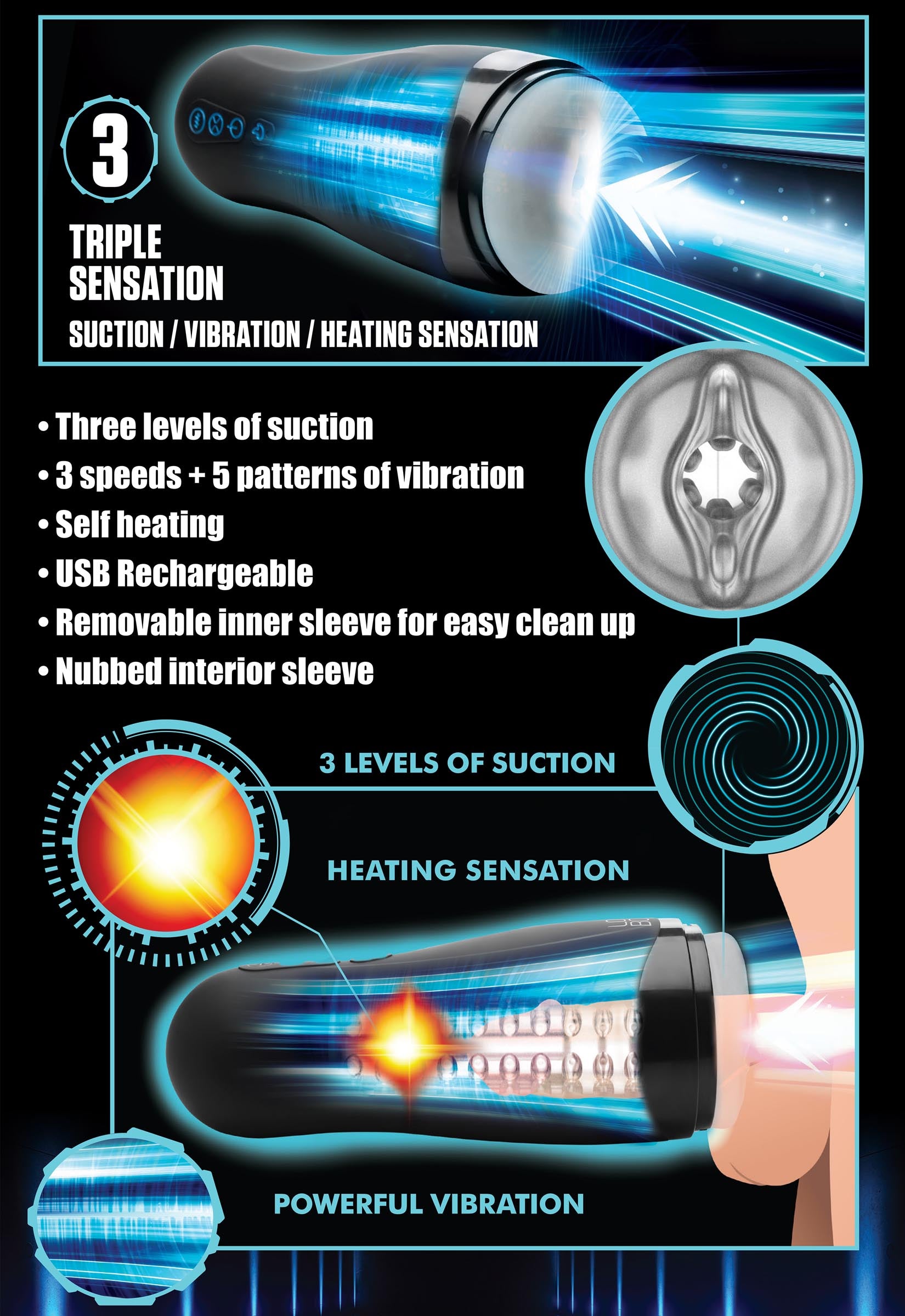 LoveBotz The Milker 15X Squeezing Masturbator Black