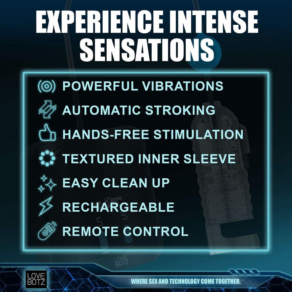 LoveBotz The Milker Pro Edition with Automatic Stroking, Suction and Vibration Black