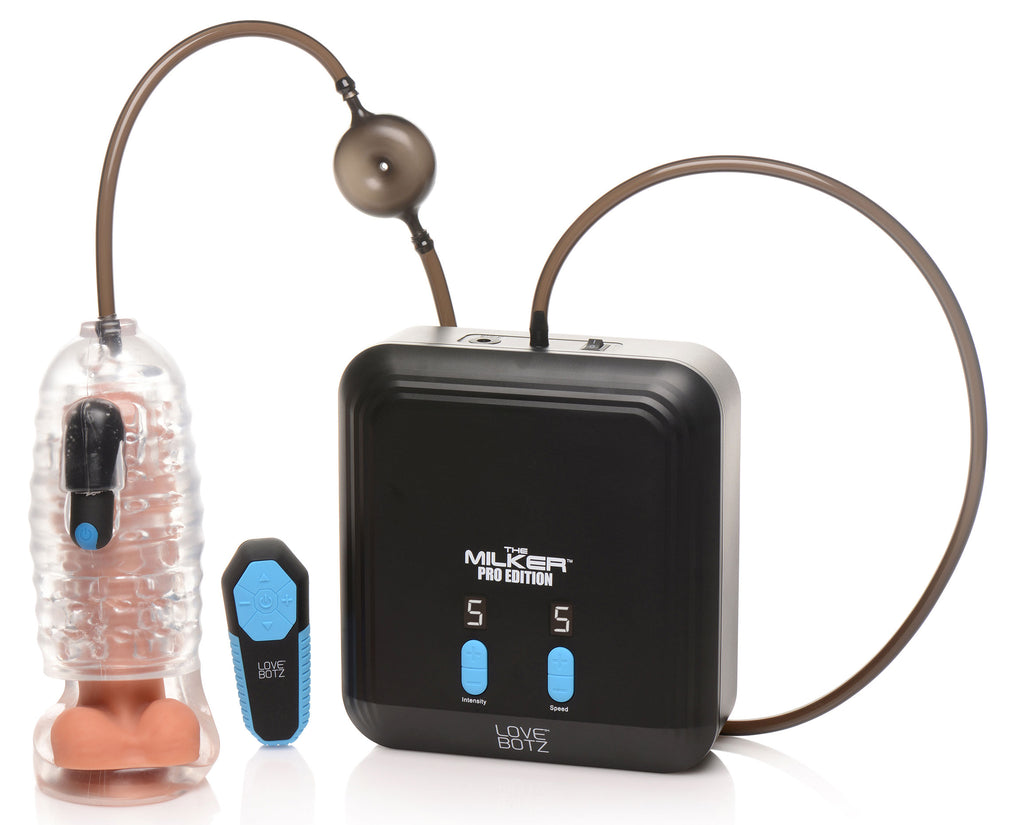 LoveBotz The Milker Pro Edition with Automatic Stroking, Suction and Vibration Black