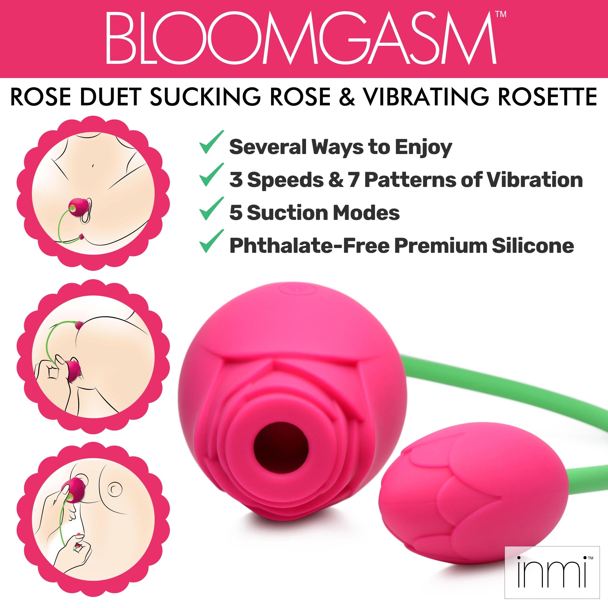 Bloomgasm Bloomgasm Rose Duet Sucking Rose and Vibrating Rosette Pink