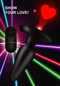 Booty Sparks 28X Laser Heart Silicone Anal Plug with Remote – Medium Black
