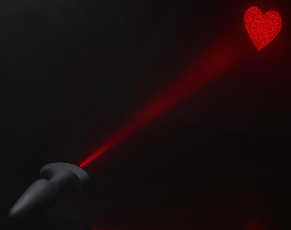 Booty Sparks 28X Laser Heart Silicone Anal Plug with Remote – Medium Black