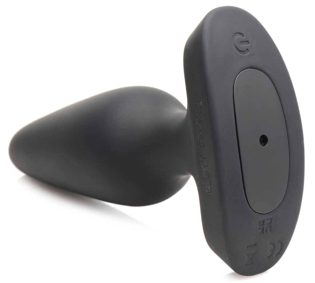 Booty Sparks 28X Laser Heart Silicone Anal Plug with Remote – Medium Black