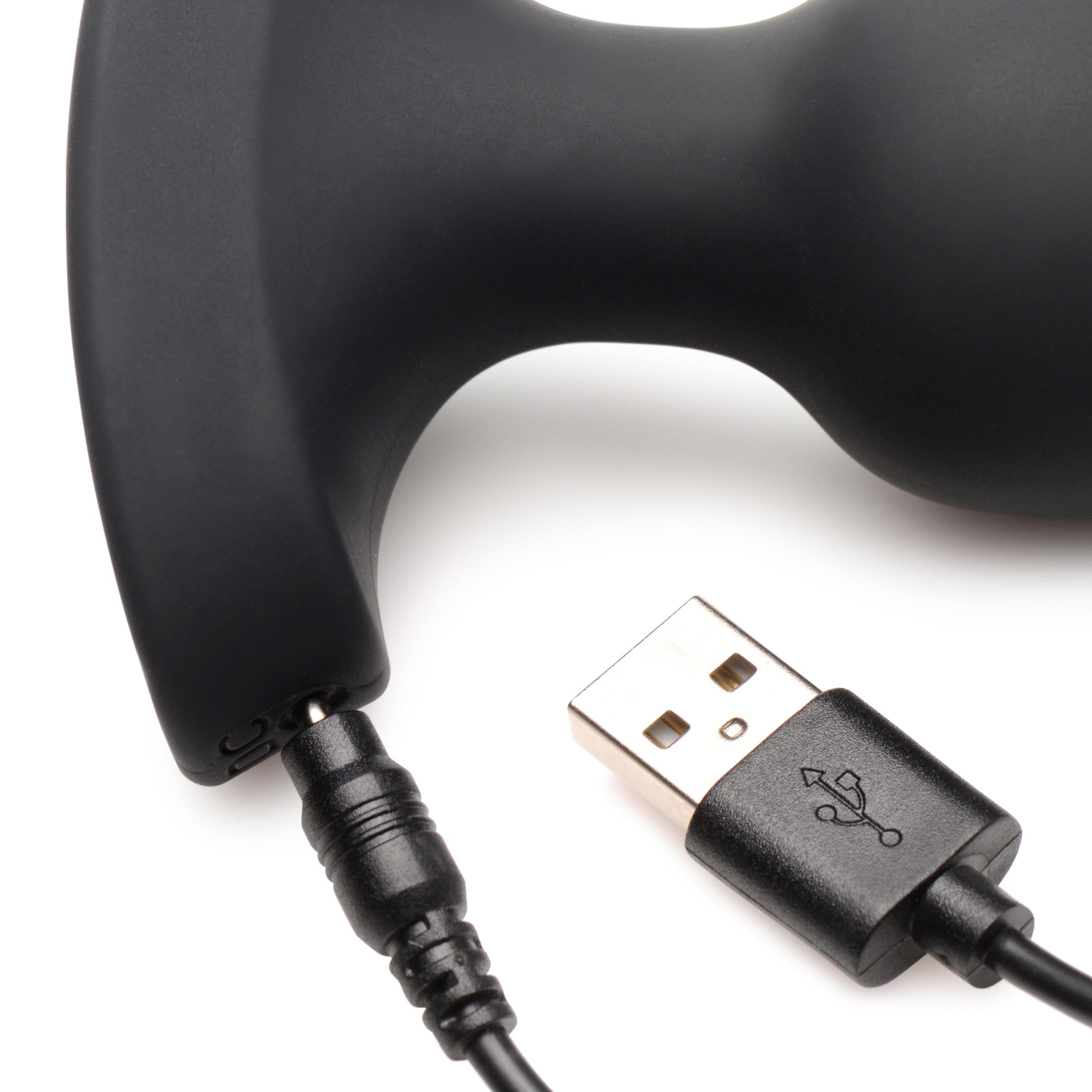 Booty Sparks 28X Laser Heart Silicone Anal Plug with Remote – Medium Black