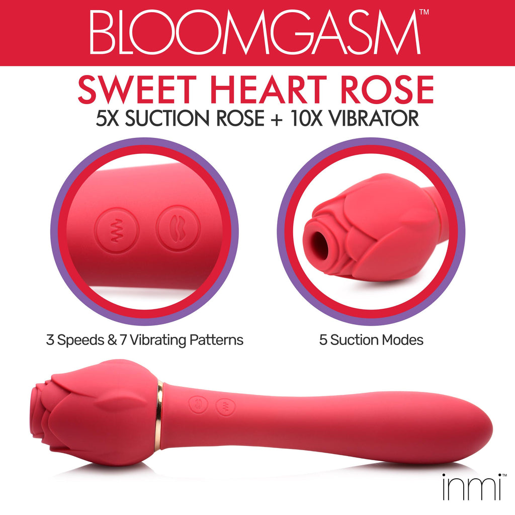 Bloomgasm Bloomgasm Sweet Heart Rose Clit Suction Vibrator Red