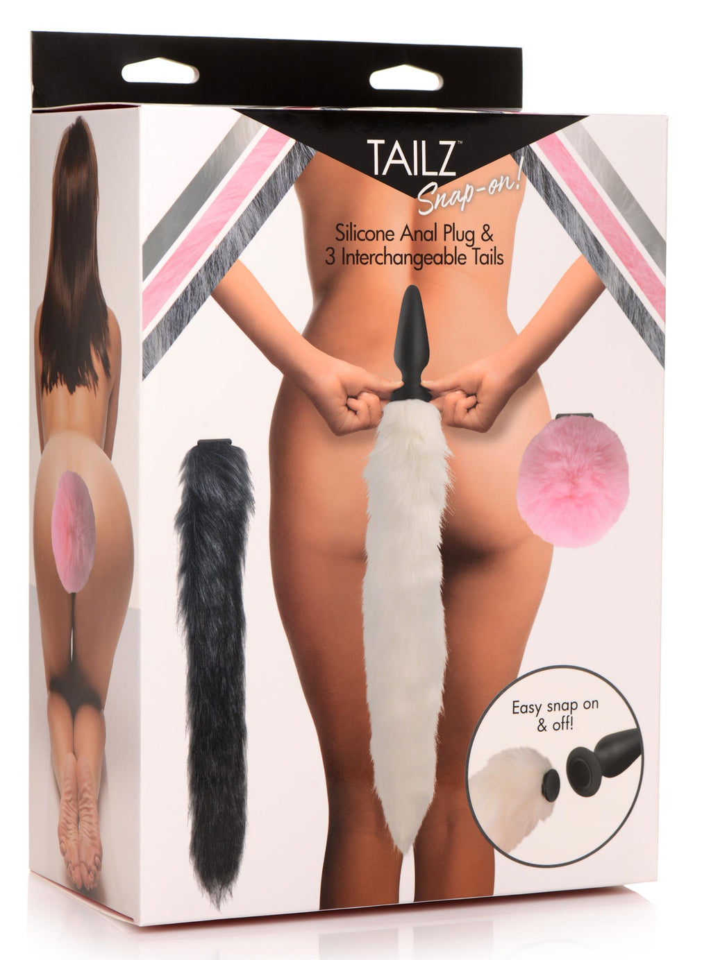 Tailz Silicone Anal Plug with 3 Interchangeable Tails Multi