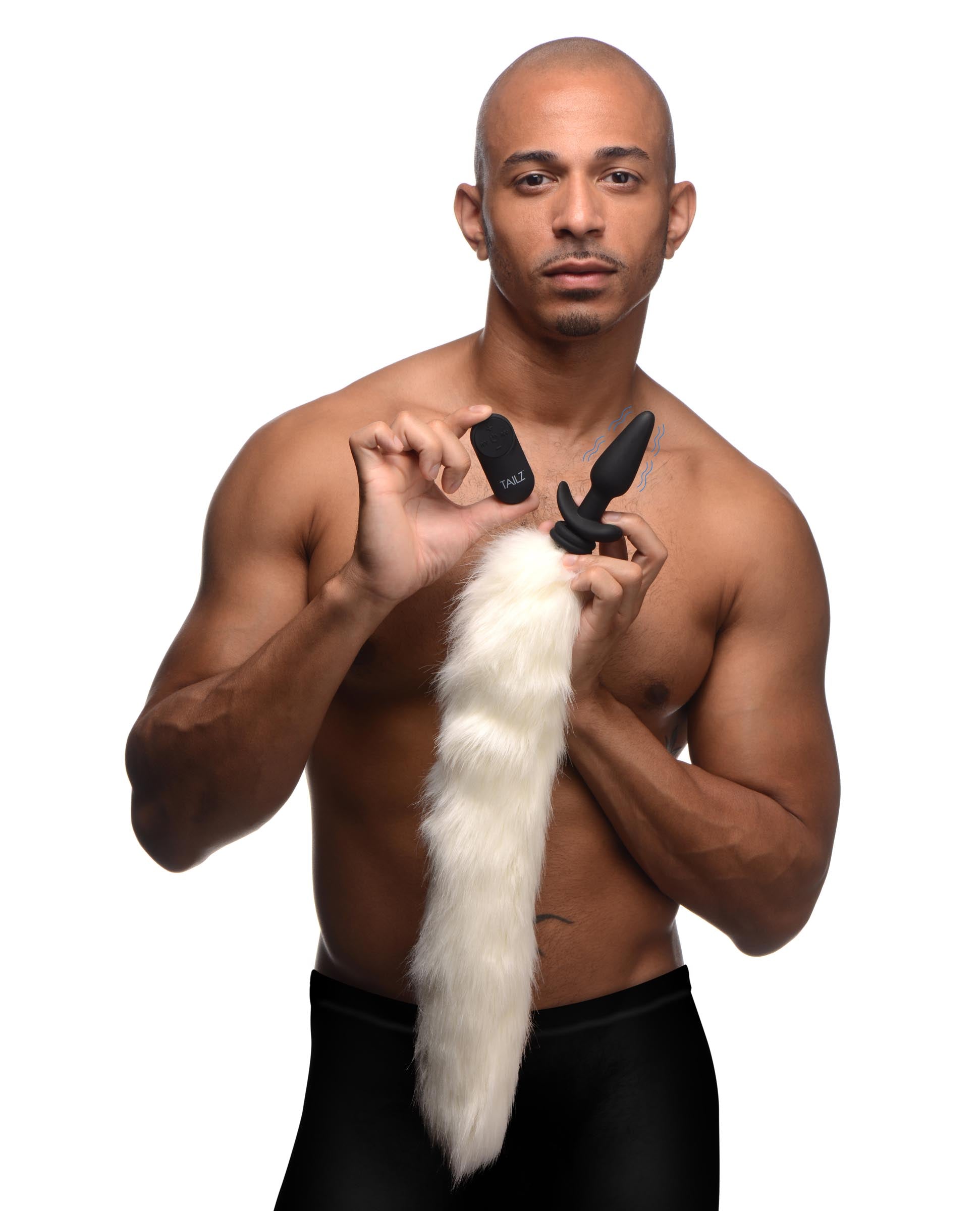 Tailz Vibrating Silicone Anal Plug with 3 Interchangeable Tails Multi