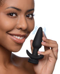Tailz Interchangeable 10X Vibrating Silicone Anal Plug with Remote - Small Black