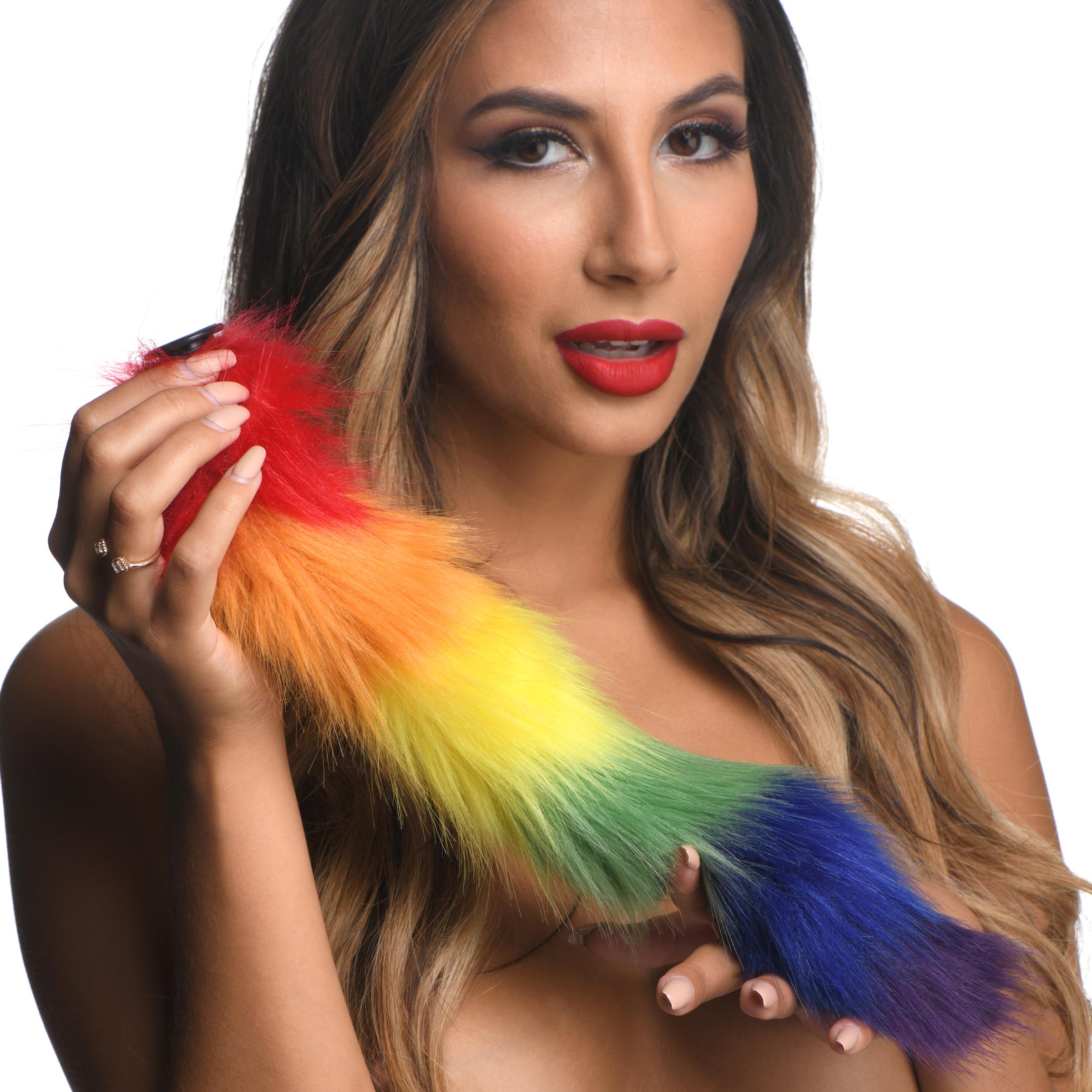 Tailz Interchangeable Rainbow Fox Tail Multi