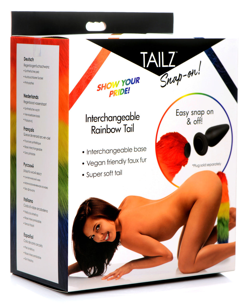 Tailz Interchangeable Rainbow Fox Tail Multi