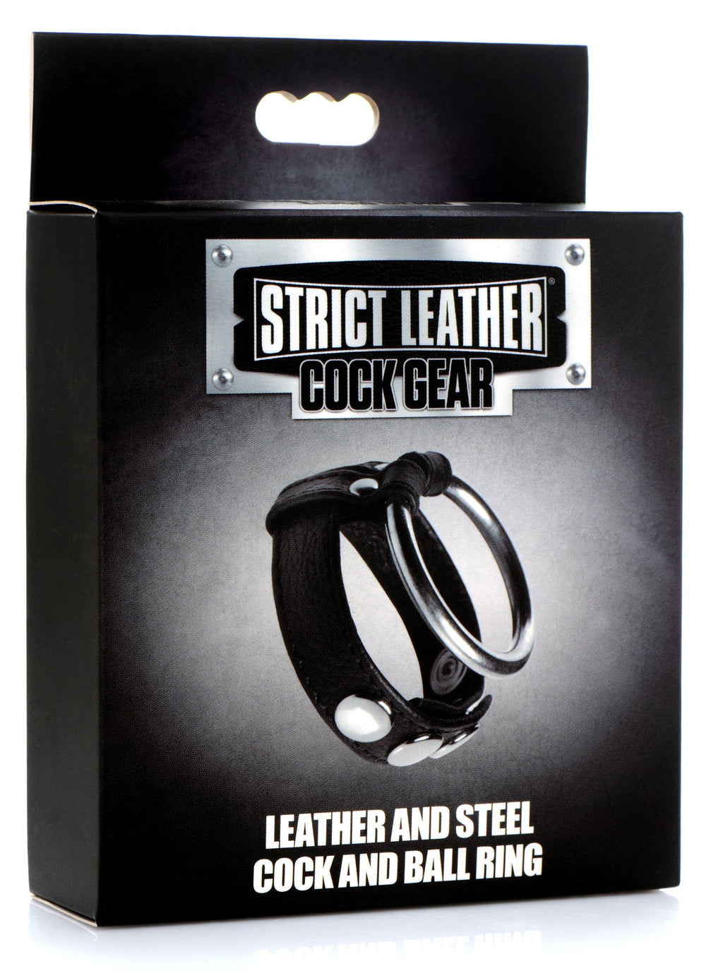 Strict Leather Leather and Steel Cock and Ball Ring Black