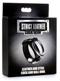 Strict Leather Leather and Steel Cock and Ball Ring Black