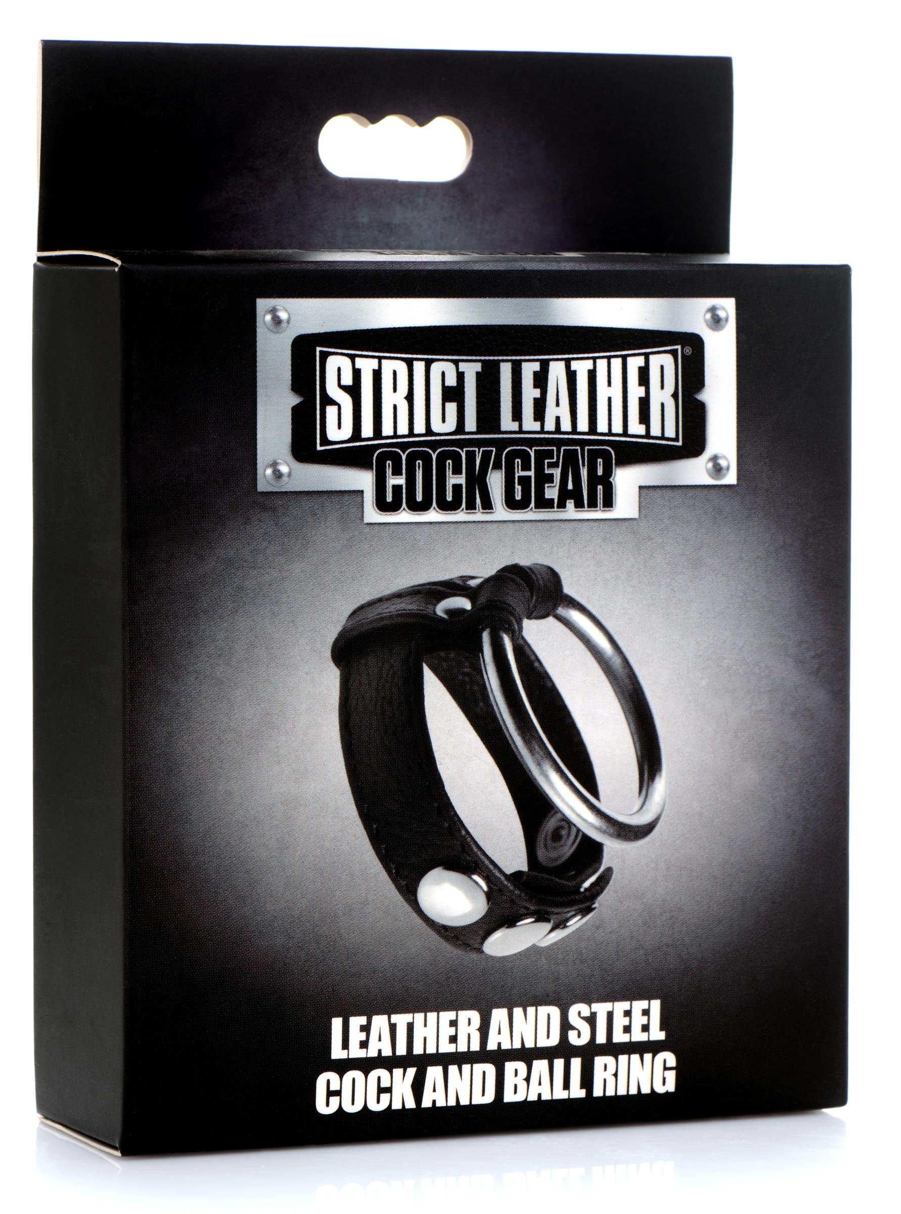 Strict Leather Leather and Steel Cock and Ball Ring Black
