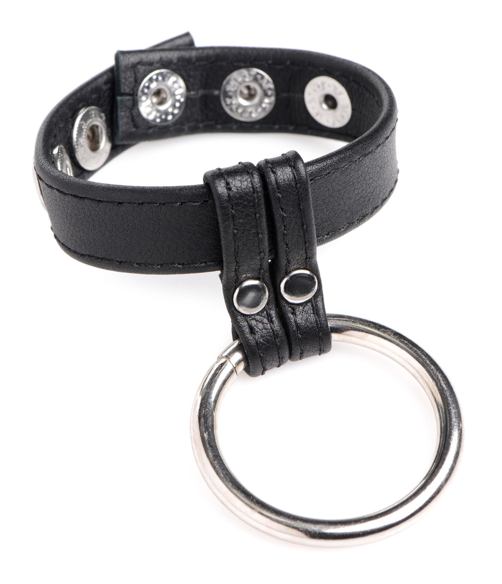 Strict Leather Leather and Steel Cock and Ball Ring Black