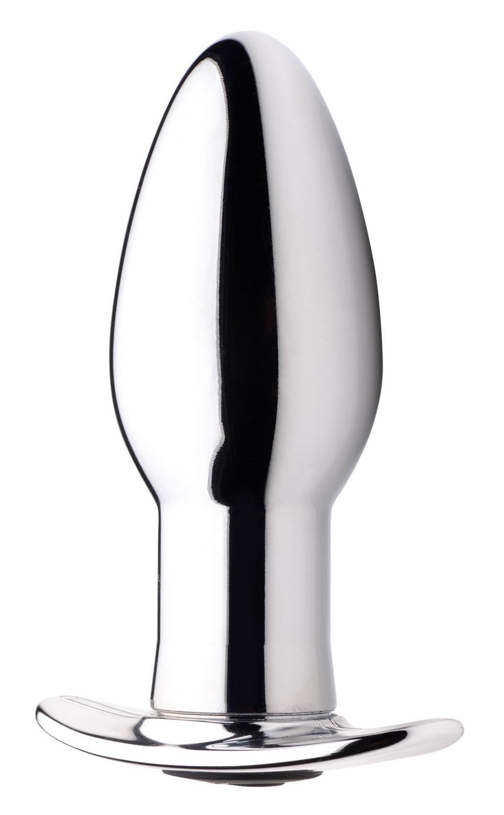 Master Series Chrome Blast 7X Rechargeable Butt Plug with Remote Control - Small Grey