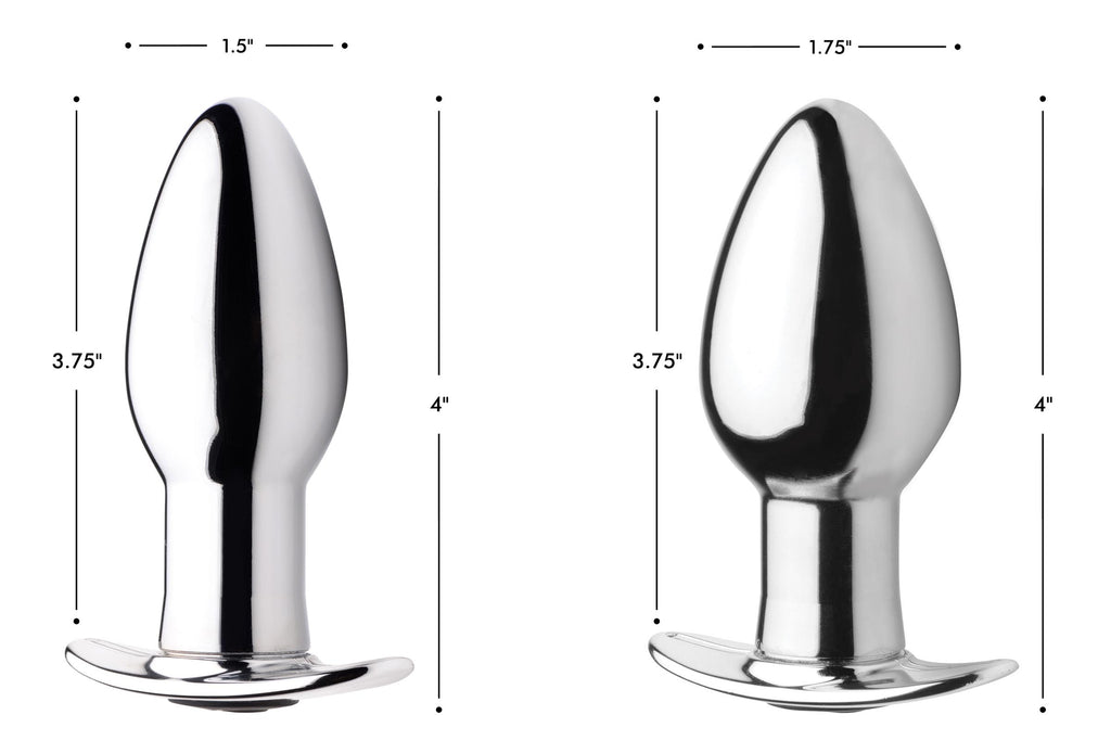 Master Series Chrome Blast 7X Rechargeable Butt Plug with Remote Control - Small Grey