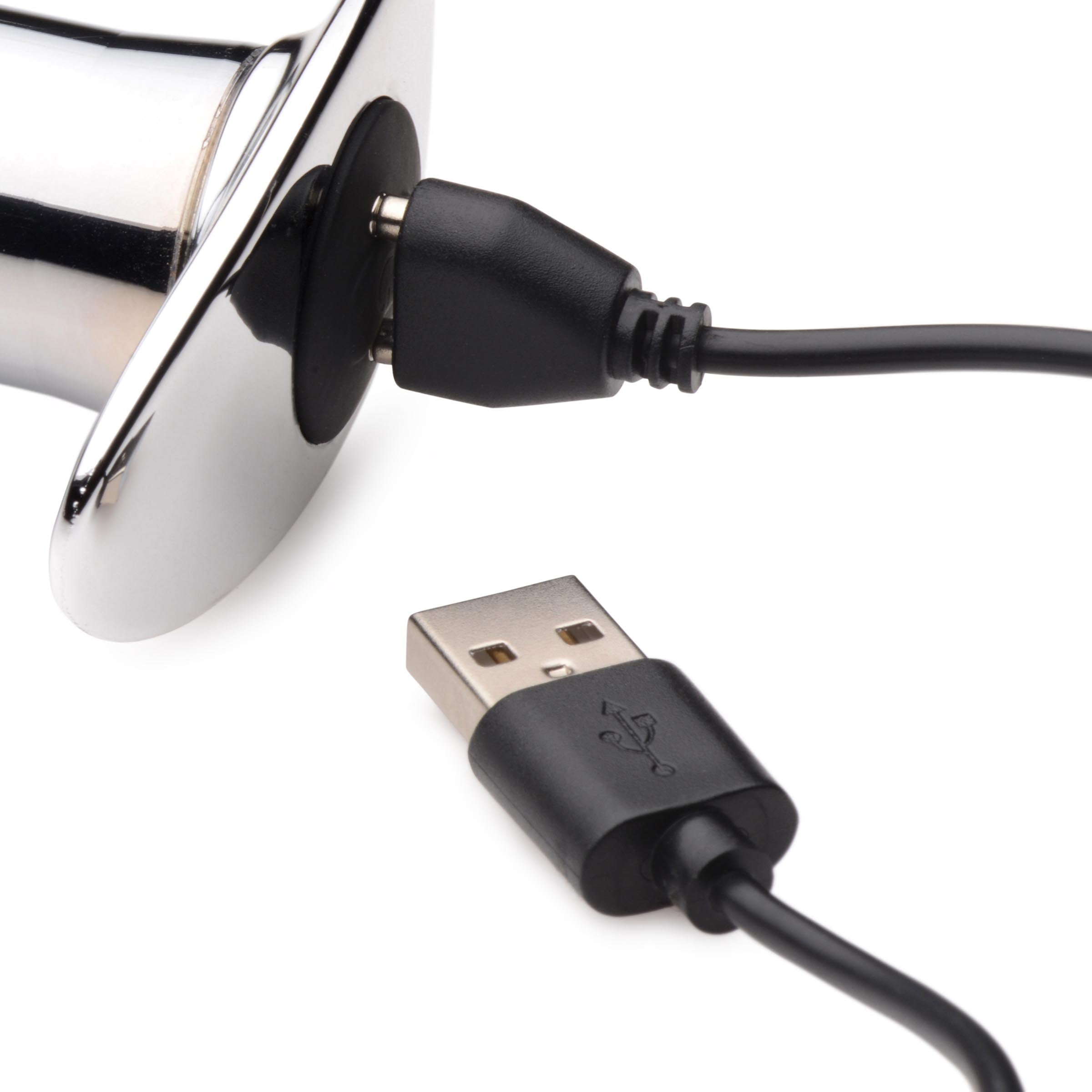 Master Series Chrome Blast 7X Rechargeable Butt Plug with Remote Control - Small Grey