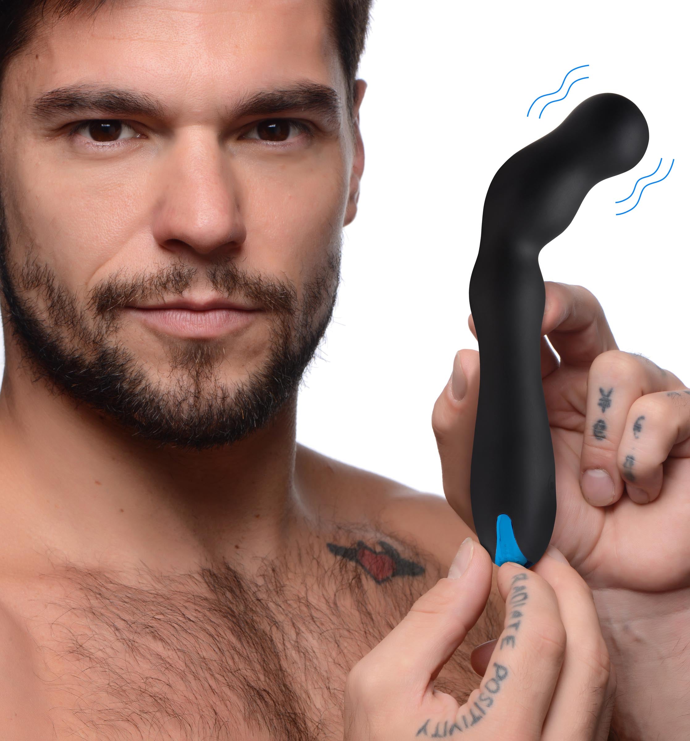 Trinity Men 12X Silicone Beaded Prostate Vibrator Black