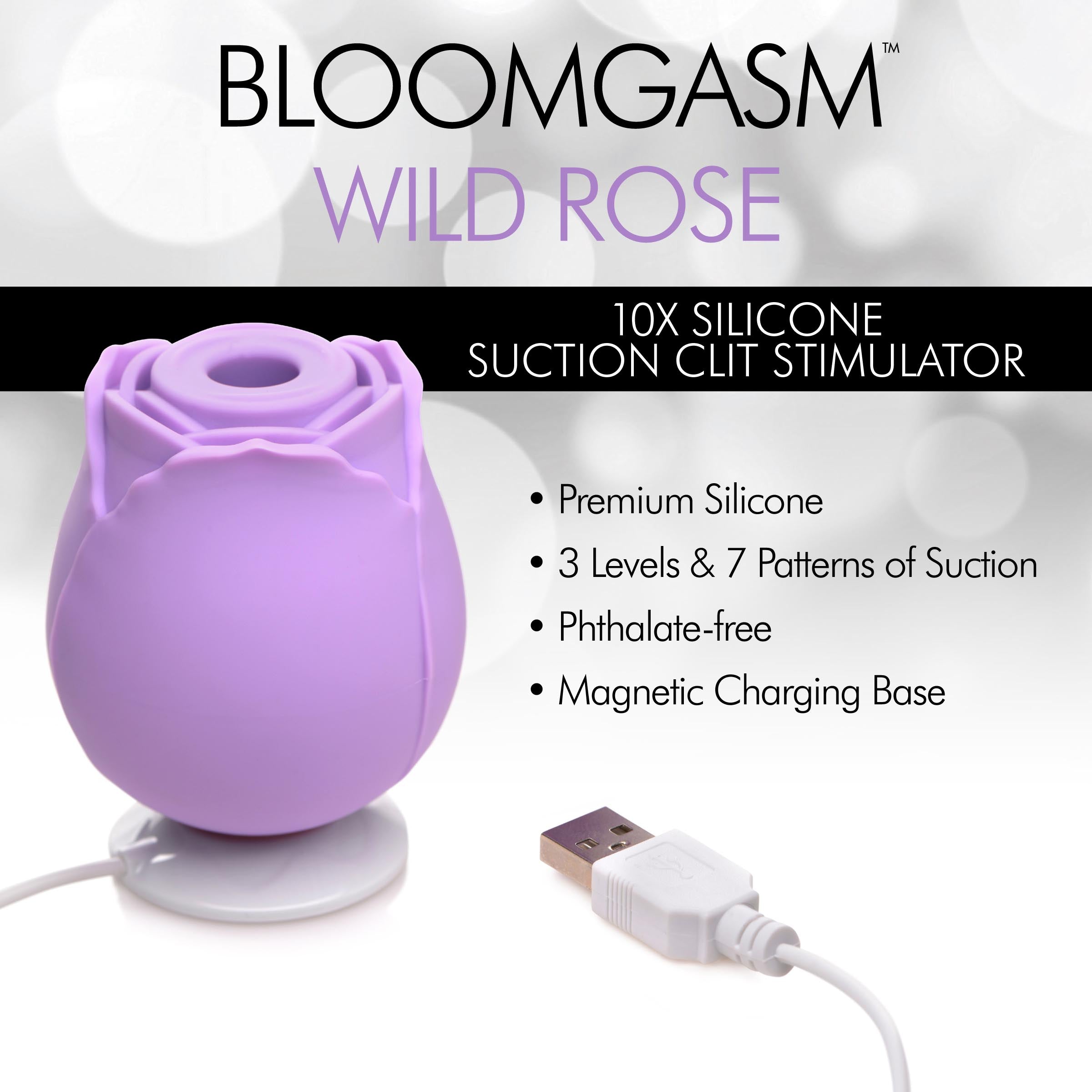 Bloomgasm Bloomgasm Wild Rose 10X Suction Clit Stimulator - Purple Purple