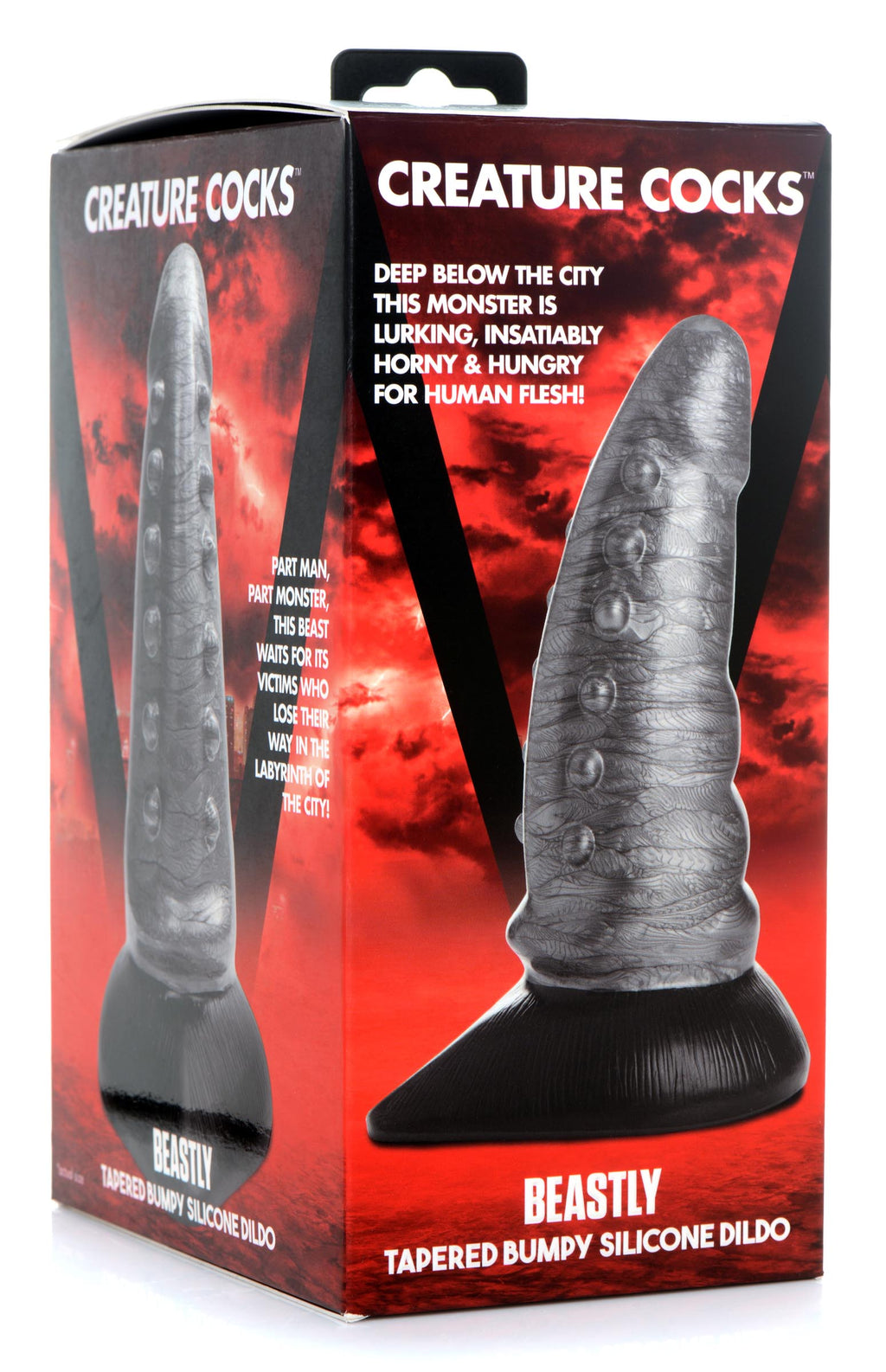 Creature Cocks Beastly Tapered Bumpy Silicone Dildo Grey