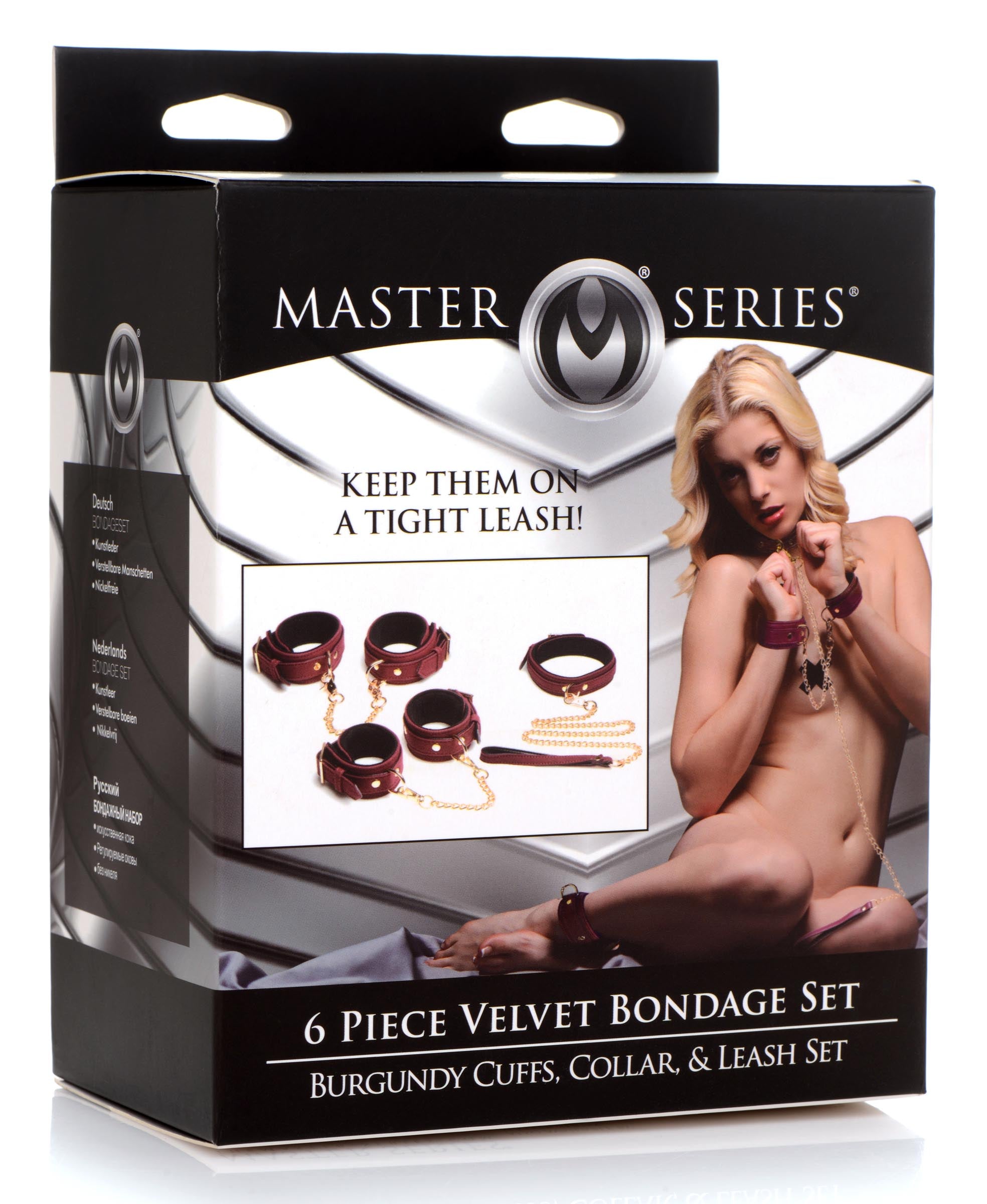 Master Series 6 Piece Velvet Bondage Set Red