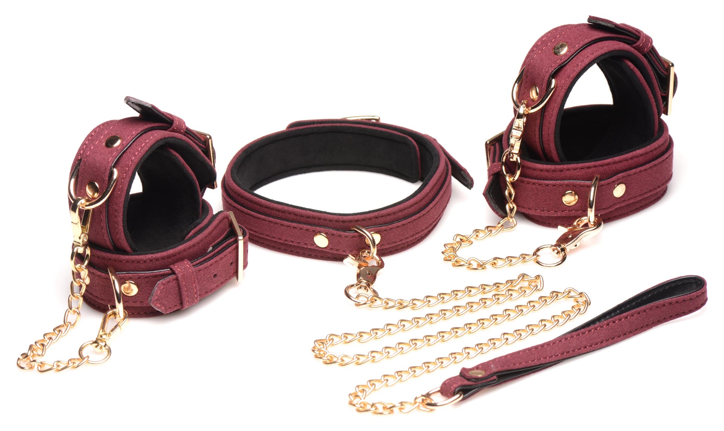 Master Series 6 Piece Velvet Bondage Set Red