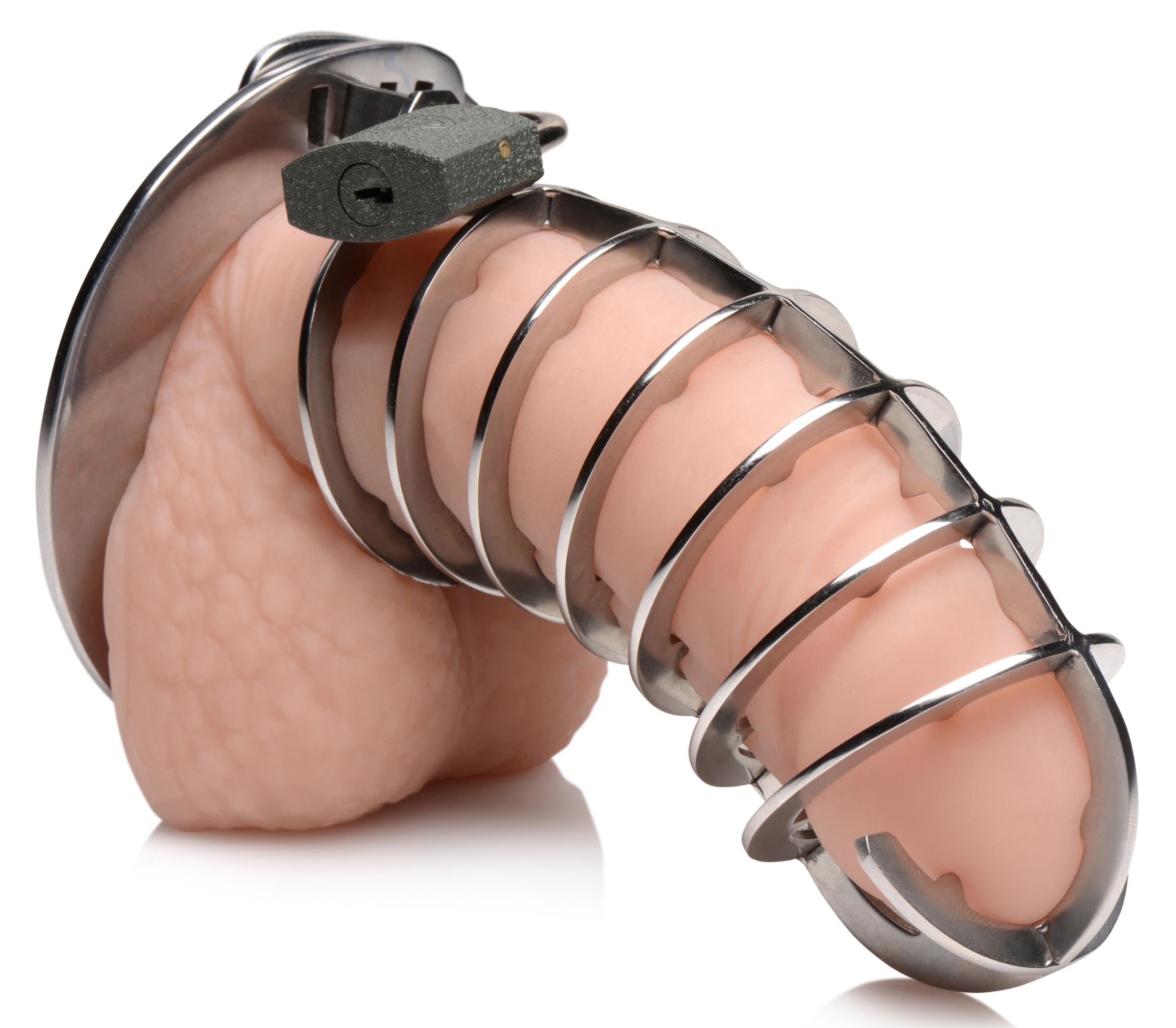 Master Series Stainless Steel Spiked Chastity Cage Grey