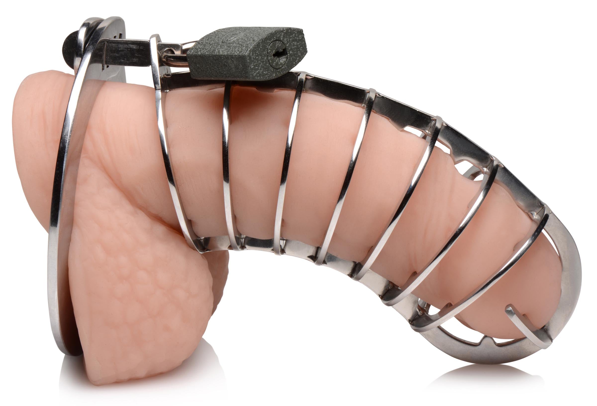Master Series Stainless Steel Spiked Chastity Cage Grey