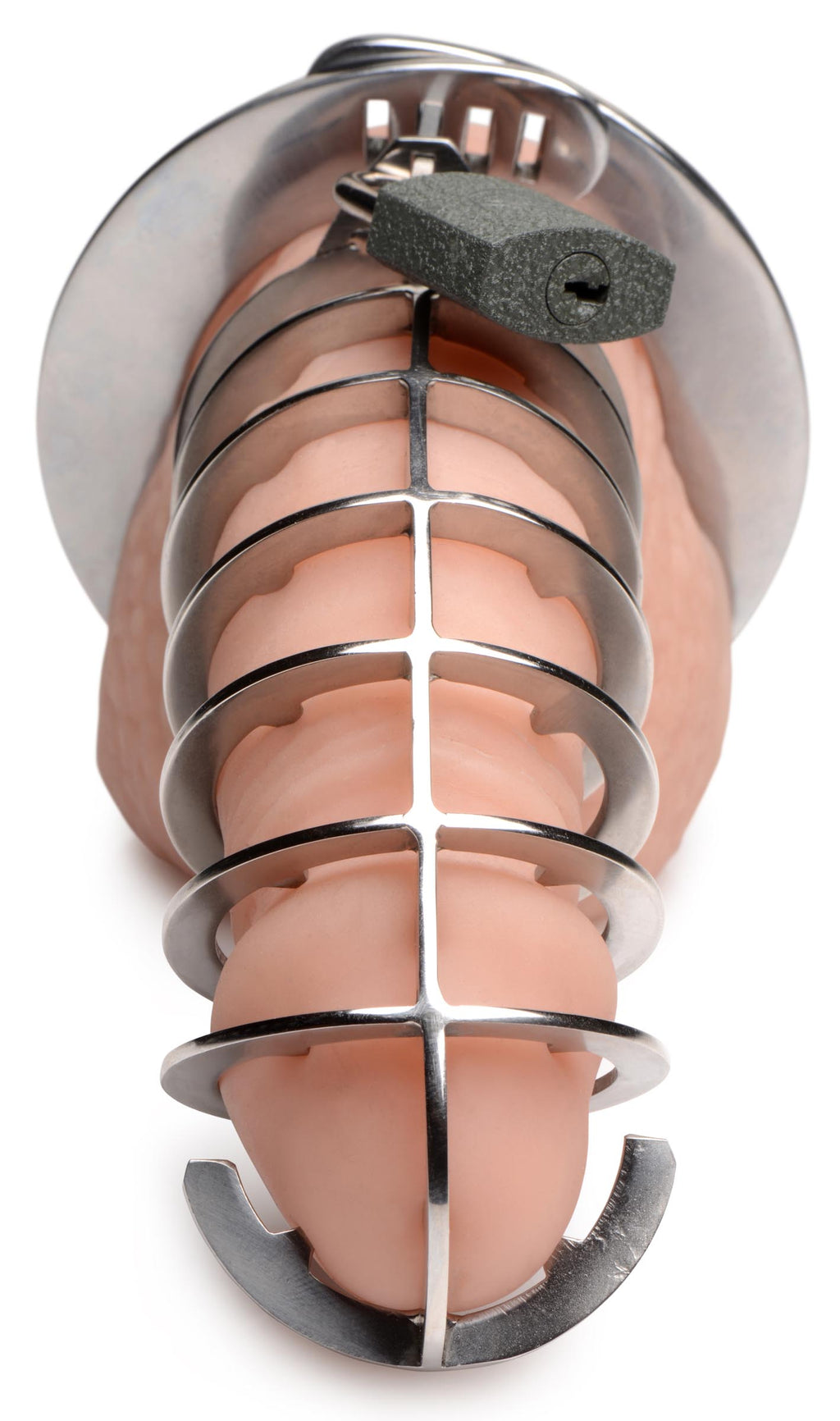 Master Series Stainless Steel Spiked Chastity Cage Grey