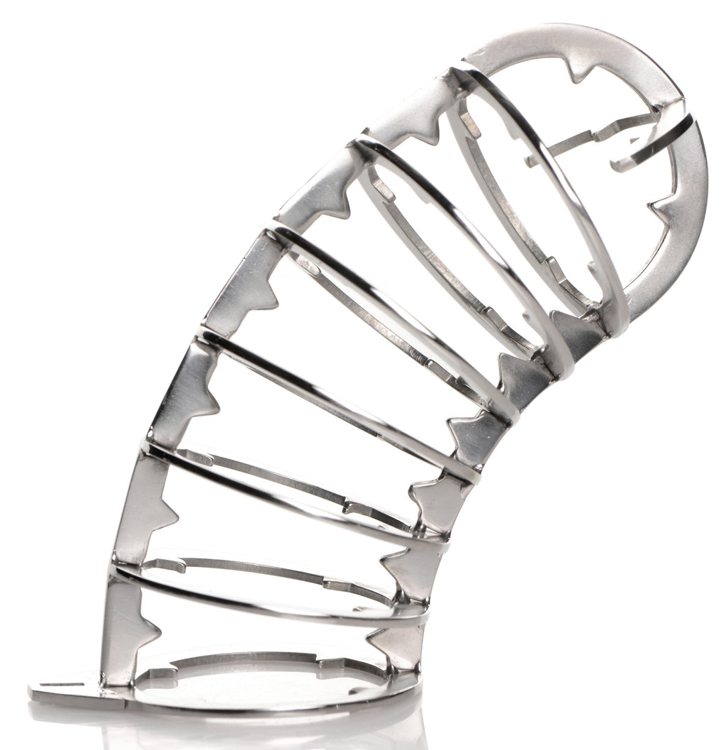 Master Series Stainless Steel Spiked Chastity Cage Grey